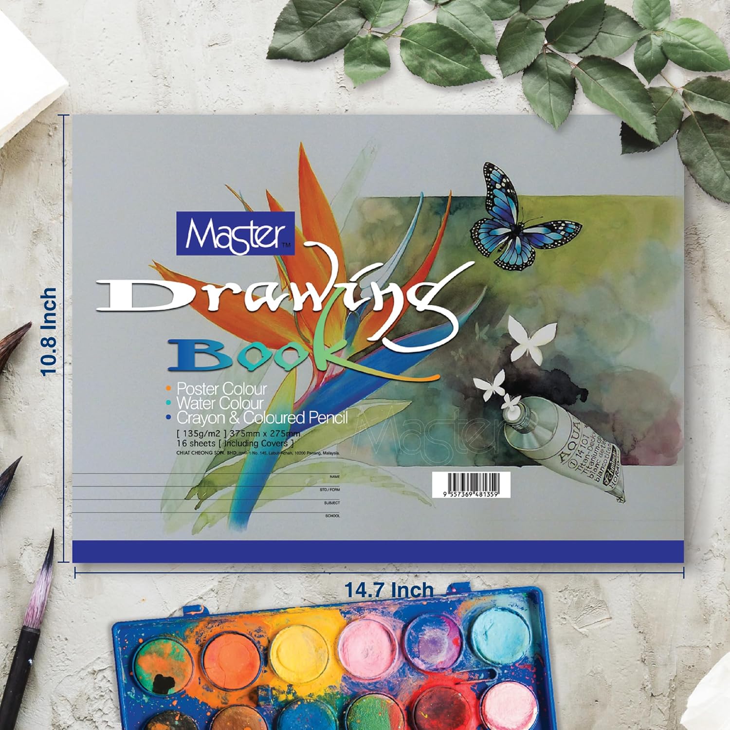 Paquete de 3 cuadernos de bocetos maestros, 11 x 15 pulgadas, 16 hojas, 91 libras (135 gsm), papel de dibujo sin ácidos, papel de dibujo artístico y