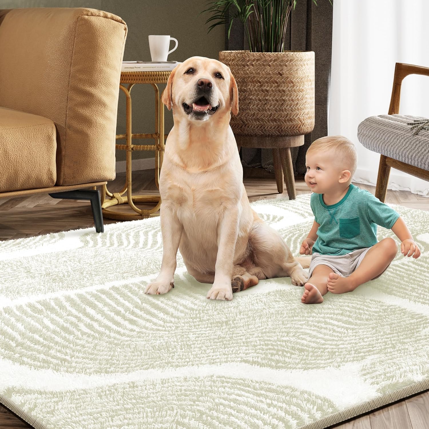 Zen Garden – Alfombra ultrasuave de 4 x 6 pies, antideslizante, resistente a las manchas, alfombra de área lavable para sala de estar, alfombra para