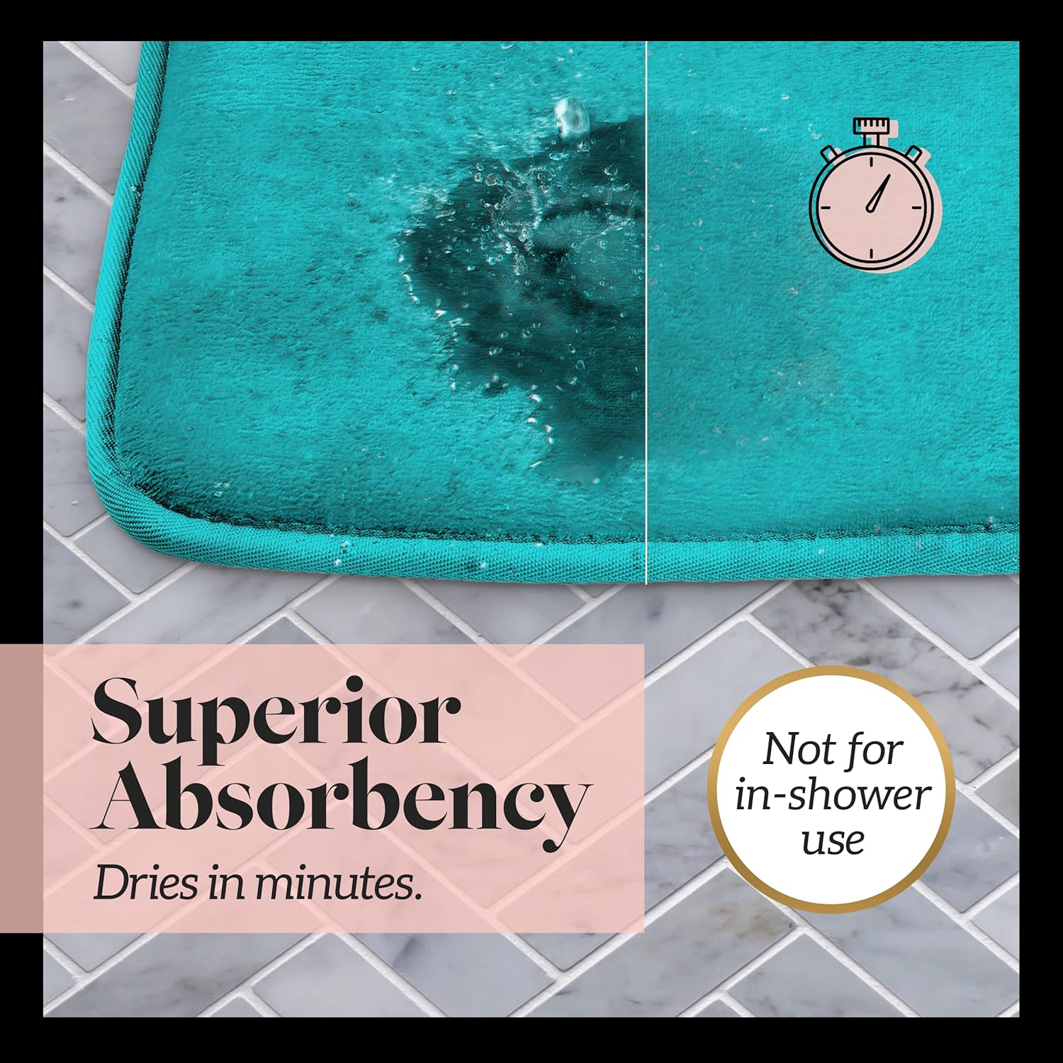Genteele – Tapetes de baño antideslizantes, color verde azulado, 20 x 32 pulgadas y de secado rápido, alfombras de espuma viscoelástica
