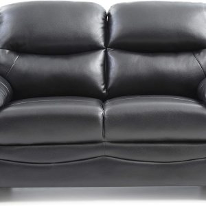Glory Furniture Marta – Sofá biplaza tapizado, piel sintética negra Glory Furniture Marta – Sofá biplaza tapizado, piel sintética negra