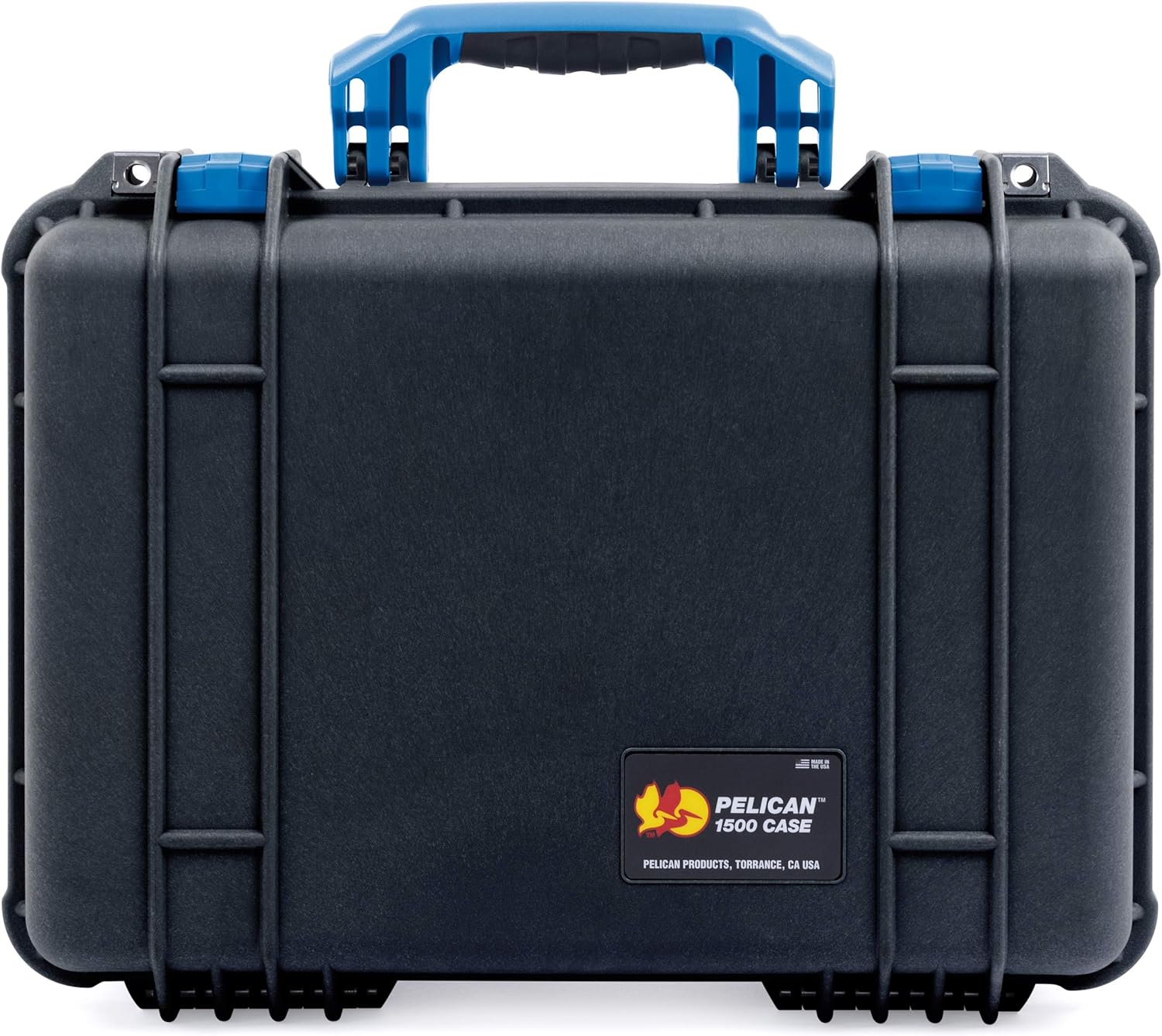Funda Pelican Black & Blue 1500 con divisores acolchados CVPKG grises.