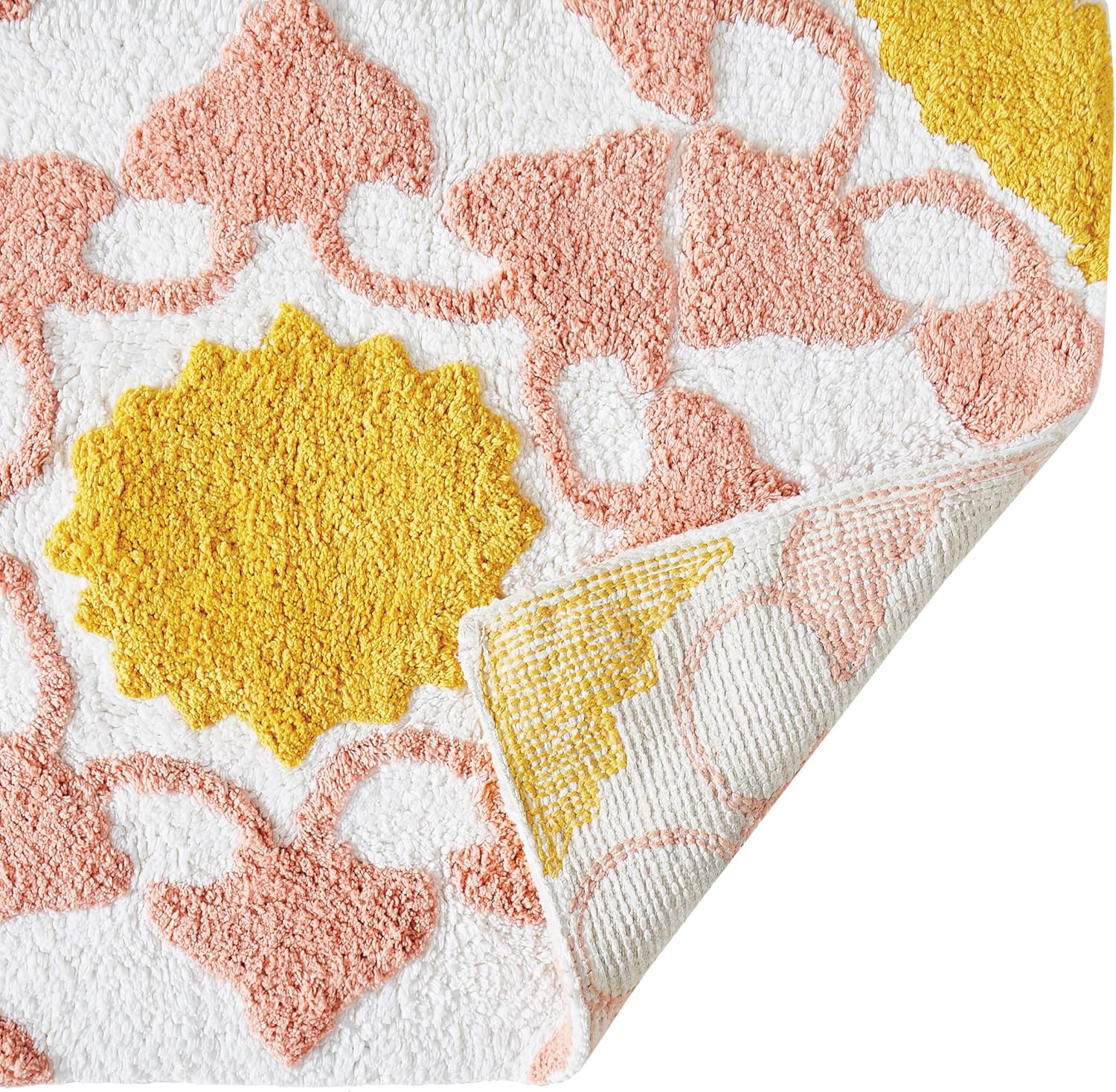 Jessica Simpson Alfombra de baño de algodón, alfombra de baño de alta calidad, lavable a máquina, 20 x 32 pulgadas, Lorena – rosaamarillo