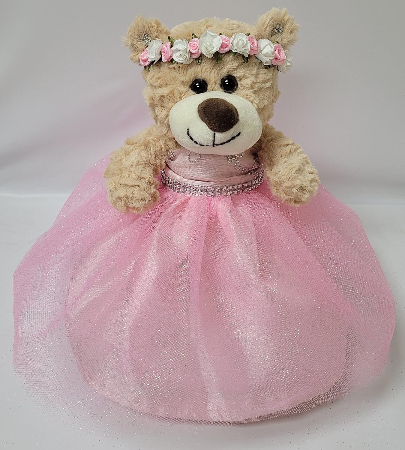 Oso de peluche Mi Presentacion de 12 pulgadas con vestido (pieza central)  ARC09832P-3 (rosa)