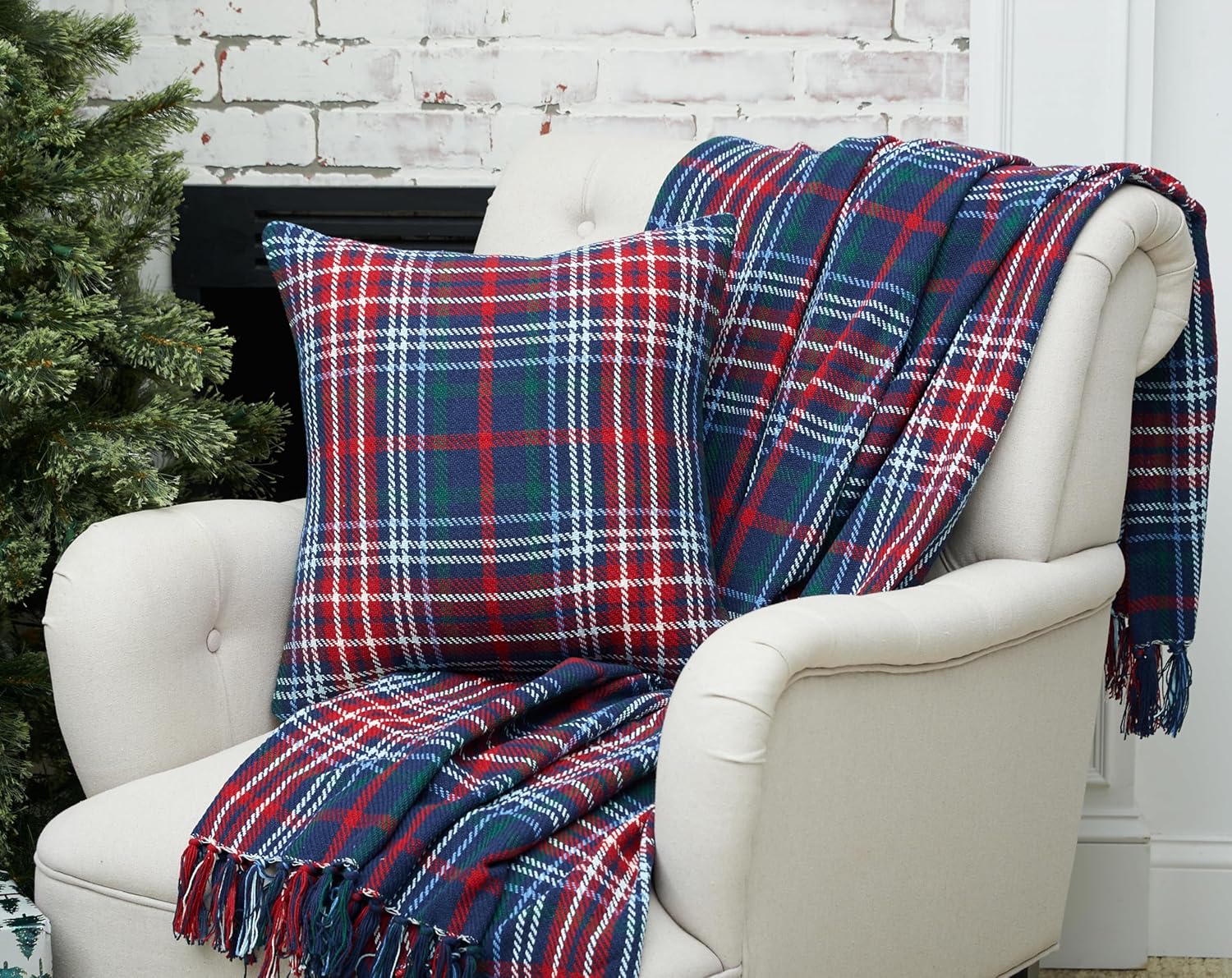 C&F Home Douglas – Manta a cuadros (50 x 60 pulgadas), color azul