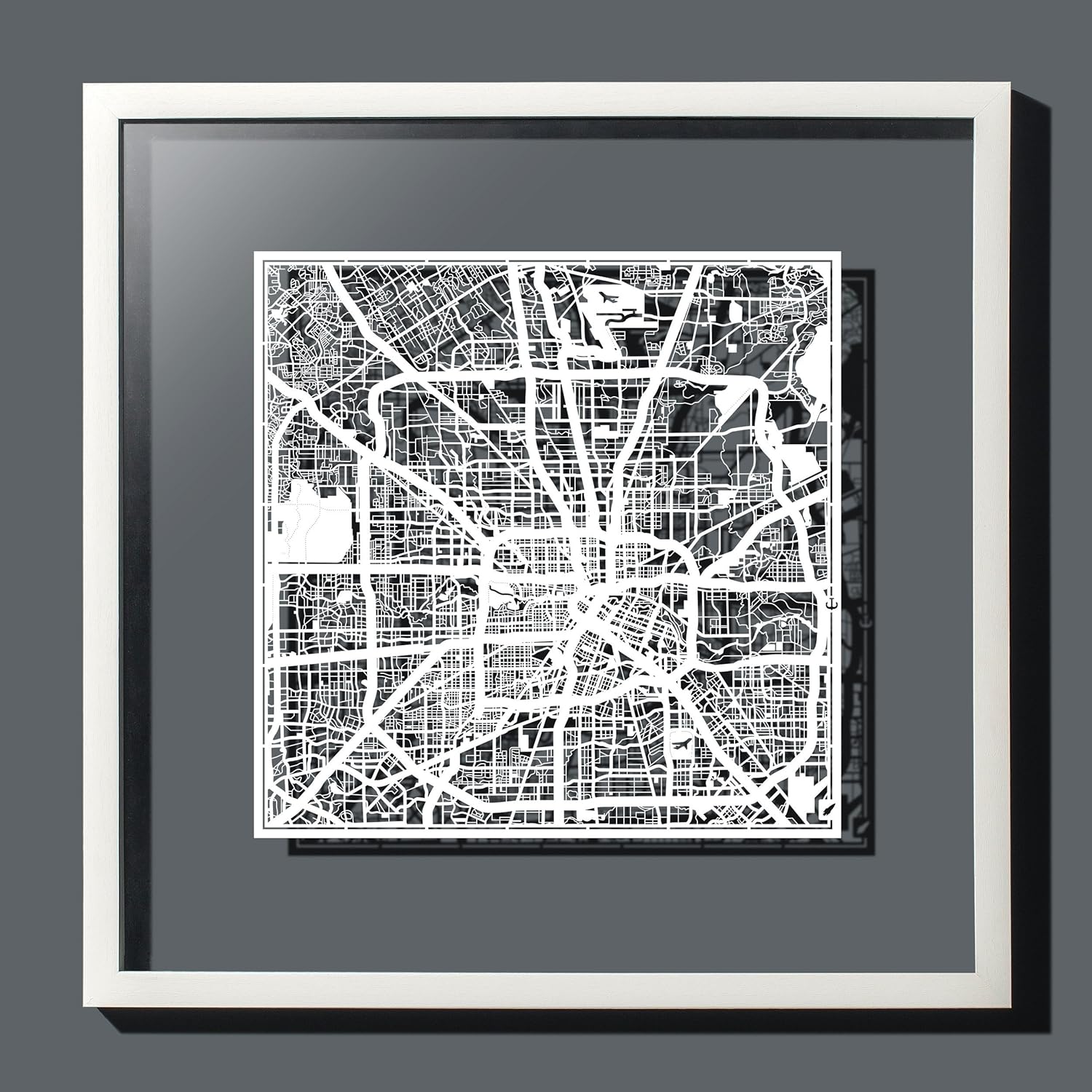 O3 Design Studio – Mapa de corte de papel de Houston de 12 x 12 pulgadas, color blanco