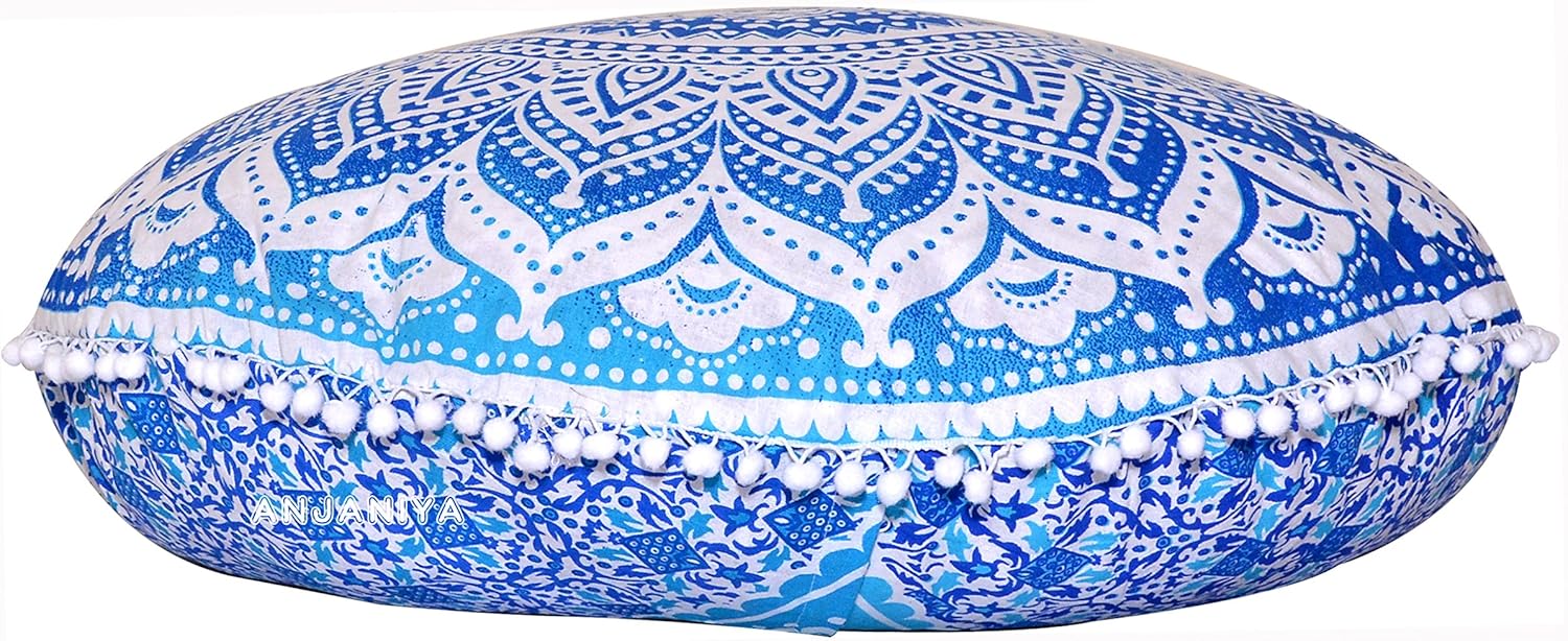 Funda de cojín para el suelo de yoga, bohemia con ombre mandala, de 32 pulgadas, cómoda para el hogar, cama, sofá, asiento, grande con zíper