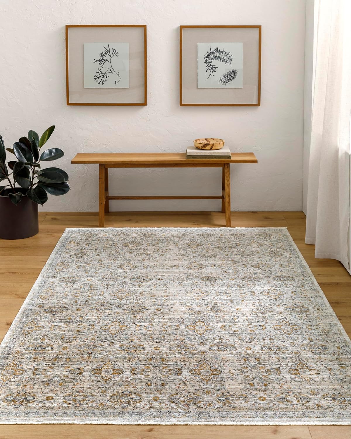 Becki Owens x Surya Margaret Alfombra de área, 5 pies 3 pulgadas x 7 pies 10 pulgadas, gris