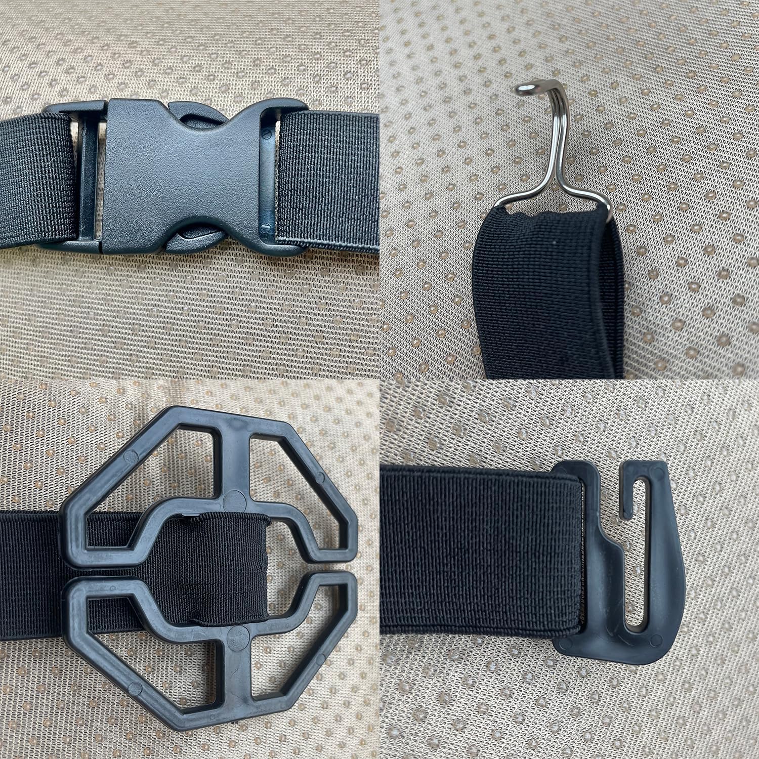 Dinyooup Funda de cuero para asiento de automóvil, 1 unidad, protectores universales sin laterales con almohadillas para cinturón de seguridad,