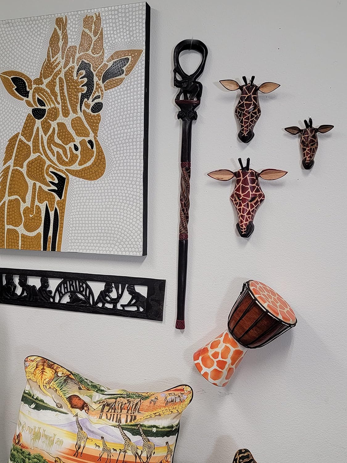 Bastón decorativo de madera africana (hecho a mano en Kenia)
