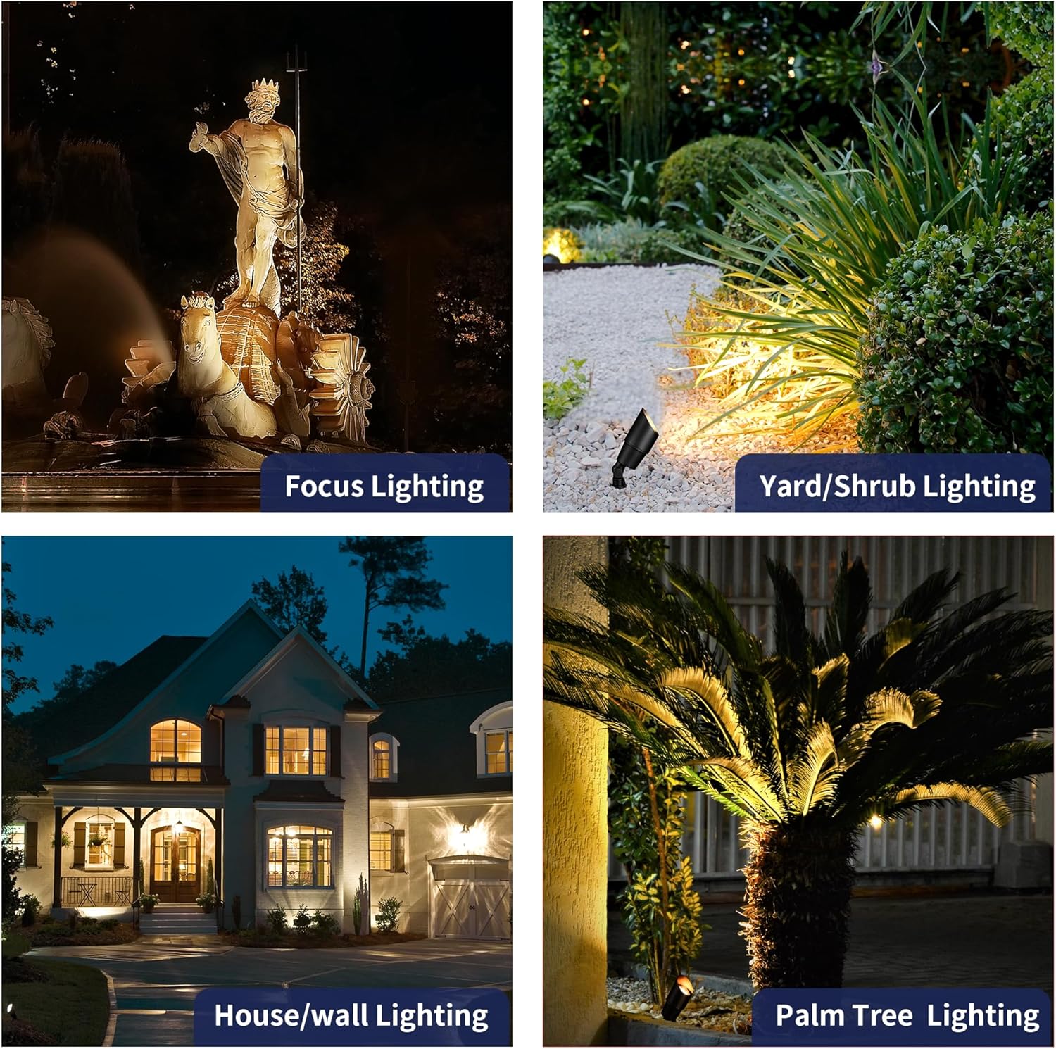 Gardenreet Iluminación de paisaje de latón de bajo voltaje, color negro, 12 V CACC impermeable, luces LED para exteriores, lámpara de iluminación