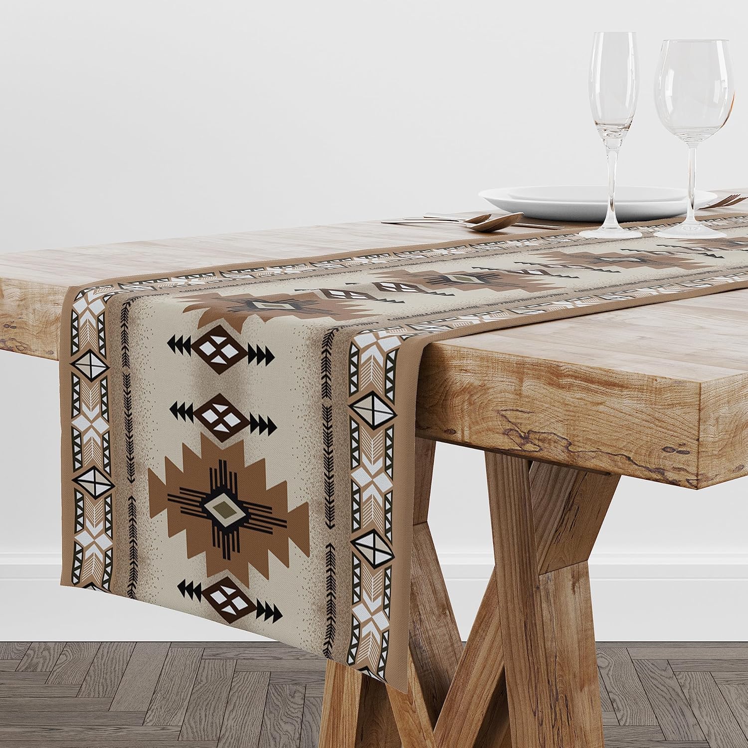Camino de mesa Southwest Boho, vintage, bohemio, nativo americano, tribal, geométrico, para cocina, café, 36 x 13 pulgadas