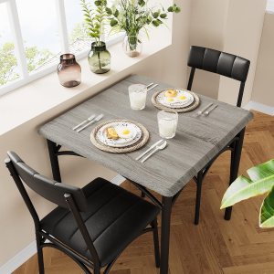 GAOMON Juego de mesa de comedor para 2, mesa de cocina y sillas para 2 personas con sillas tapizadas, juego de mesa de comedor de 3 piezas, juego de GAOMON Juego de mesa de comedor para 2, mesa de cocina y sillas para 2 personas con sillas tapizadas, juego de mesa de comedor de 3 piezas, juego de
