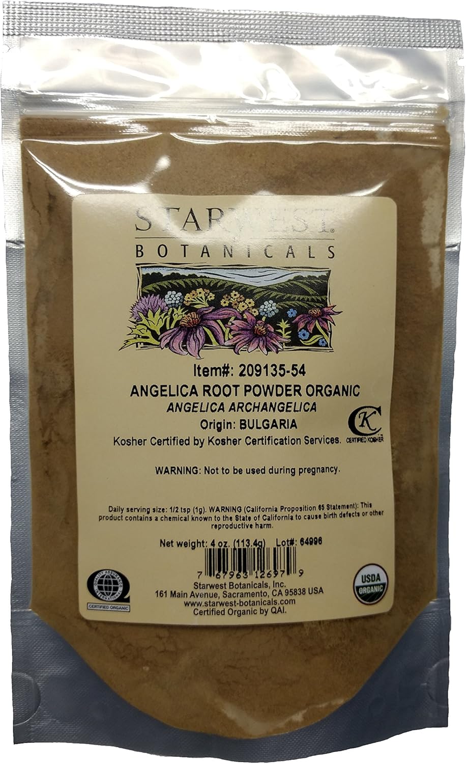 Polvo de raíz de angélica orgánica