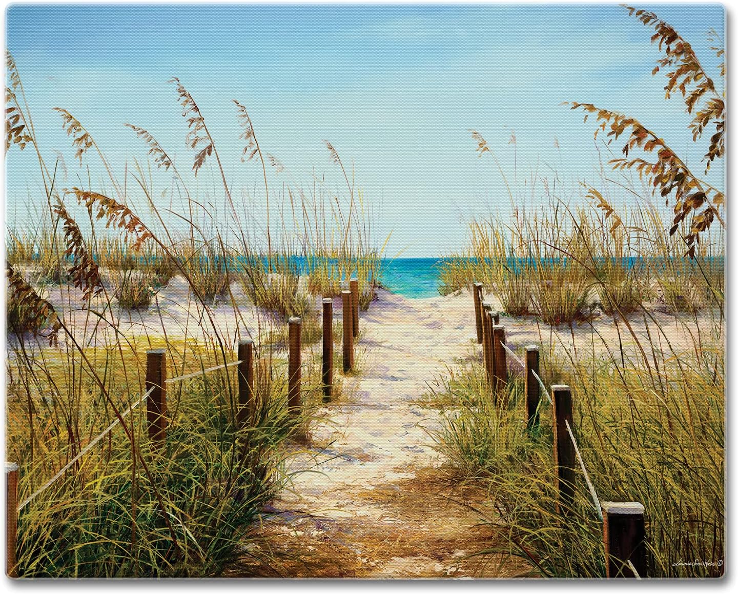 CounterArt Path to the Ocean – Tabla de cortar de vidrio templado tolerante al calor de 0.118in, 15 x 12 pulgadas, fabricada en los Estados Unidos,