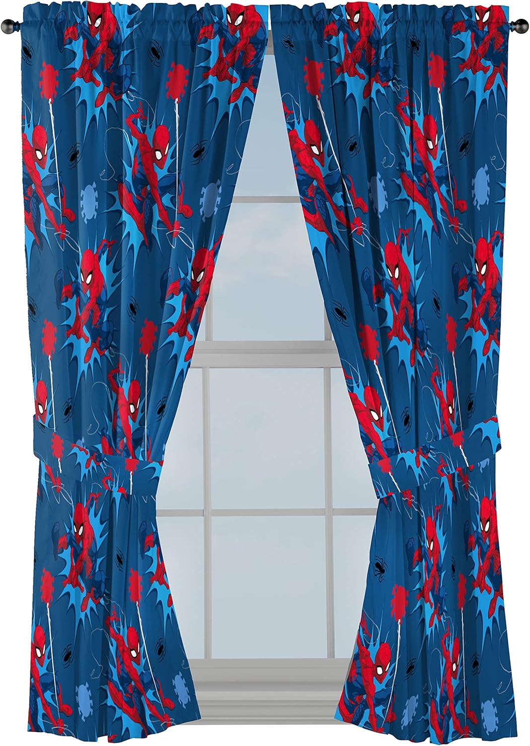 Jay Franco, Marvel Spiderman Spidey Daze – Juego para habitación 6 piezas juego de cama tamaño twin y cortinas de microfibra supersuave resistente a