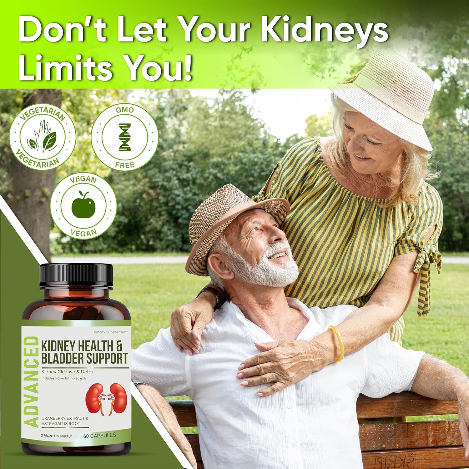 Limpieza renal desintoxicación y reparación y apoyo de la vejiga suplemento de apoyo renal para restauración renal con Chanca Piedra, arándano,