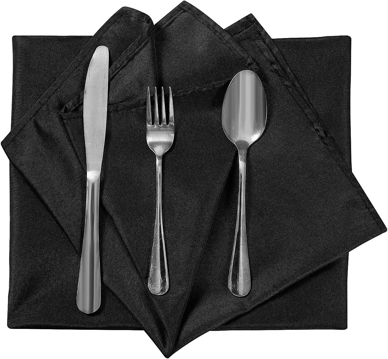 Cloth Napkins 17×17 inch Washable Polyester Dinner Napkins Soft Table Napkins for Wedding Party Dining Banquet(Black,25PCS)