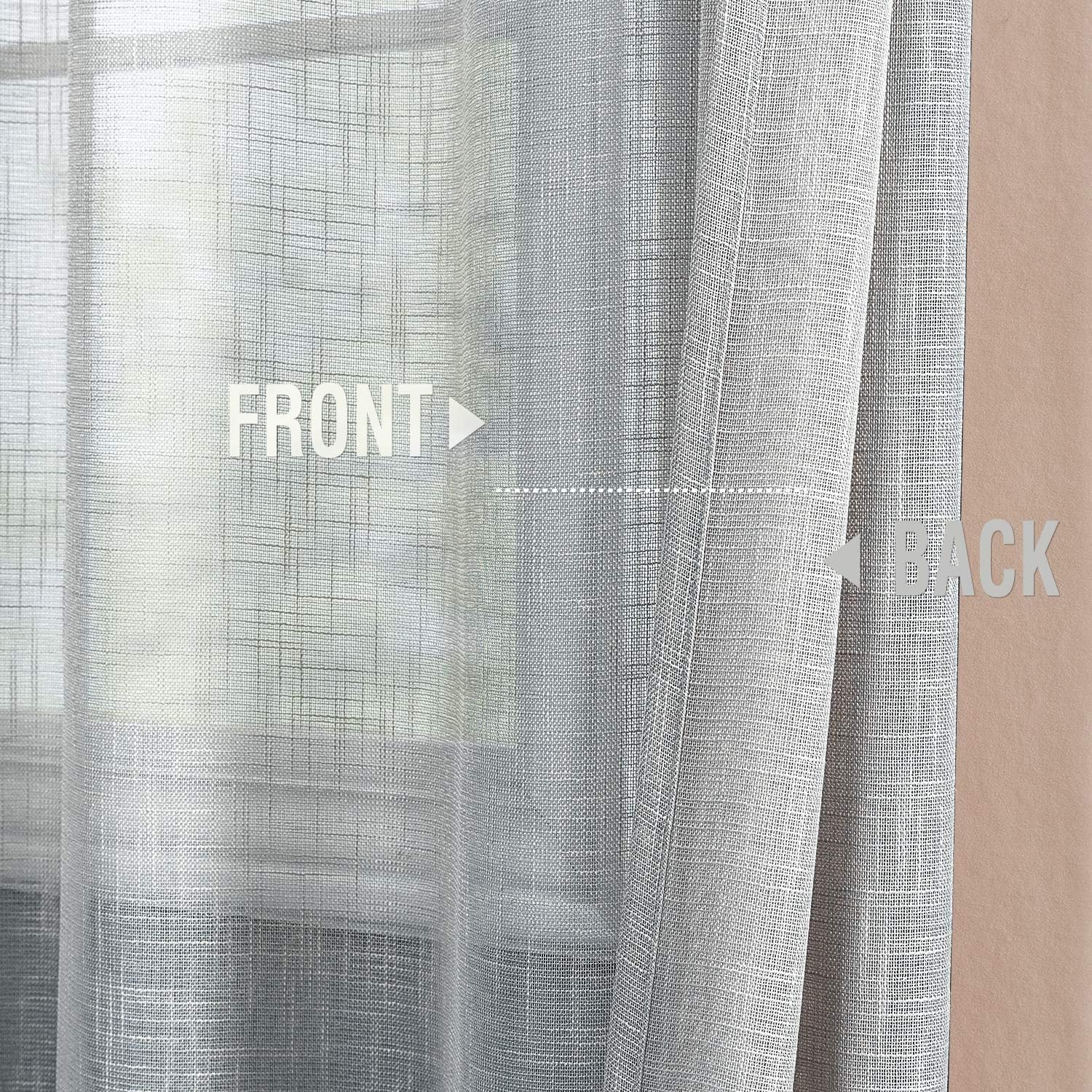 Jinchan  Cortinas con textura de lino para ventana, cortinas de dormitorio, cortinas transparentes para sala y barra, 2 paneles