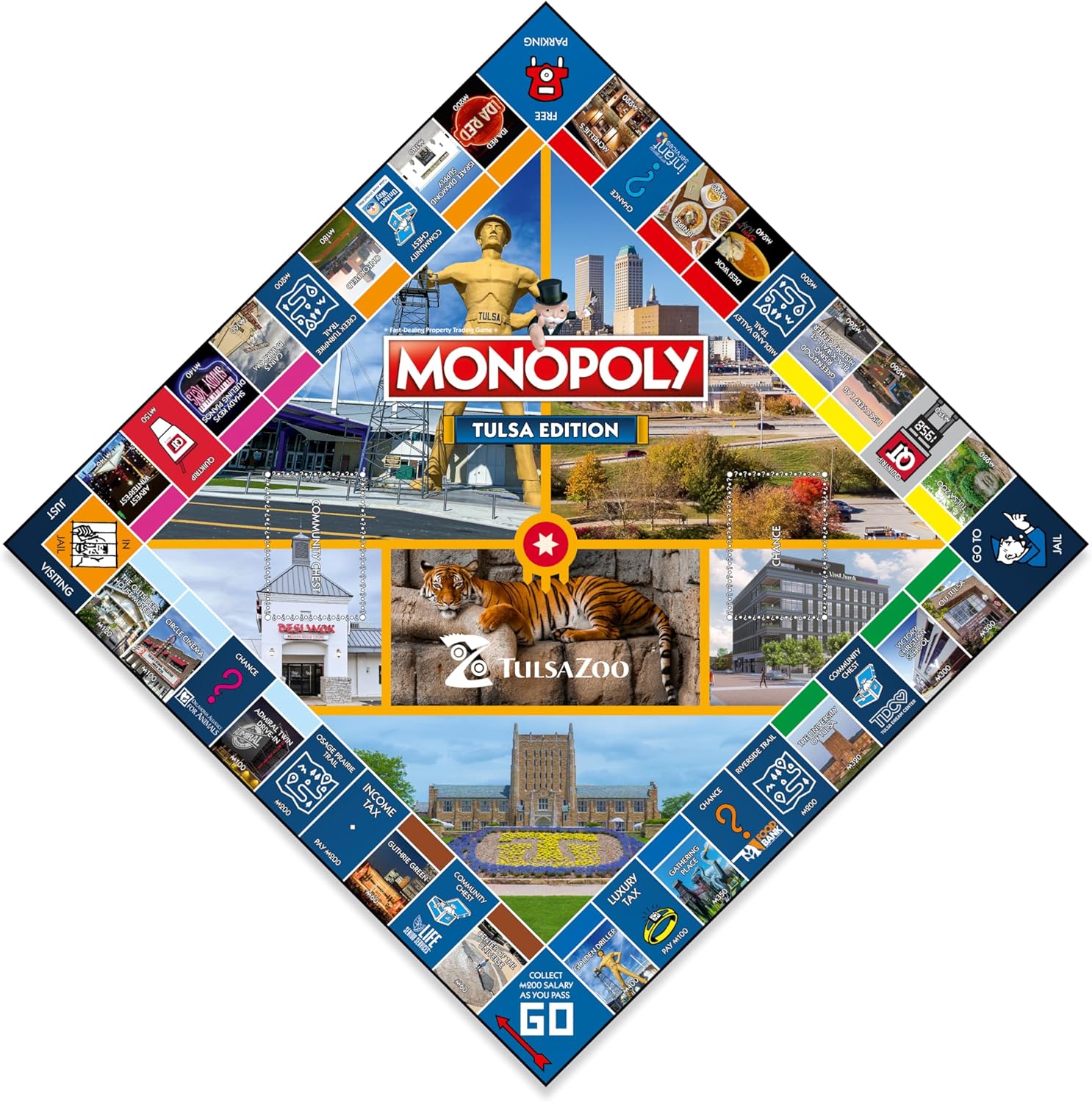 MONOPOLY Juego de mesa – Edición Tulsa 2-6 jugadores Juegos de mesa familiares para niños y adultos, juegos de mesa para niños de 8 años en