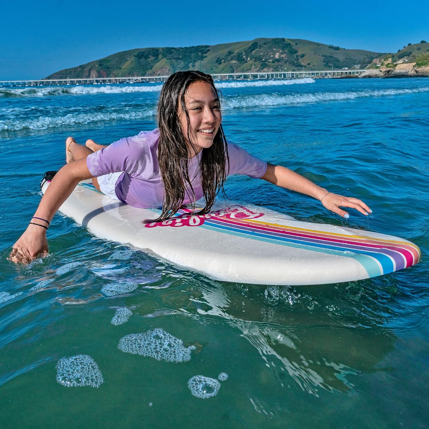 Barbie Signature – Tabla de surf de 8 pies de Wavestorm  Cubierta superior gráfica con parte inferior lisa de alta densidad  para niños y adultos