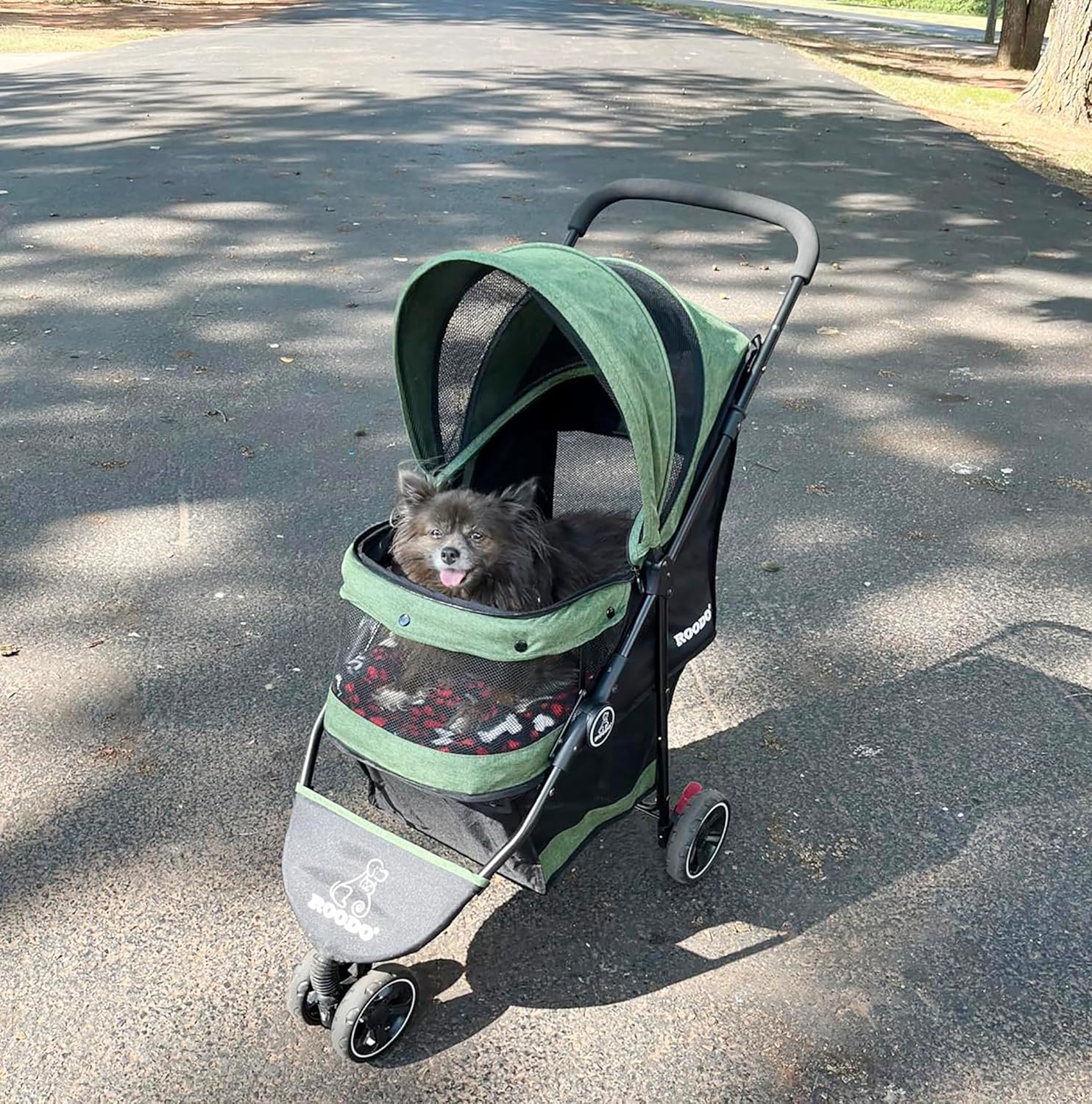 ROODO Cochecito para perros de 3 ruedas, cochecito para mascotas, ligero, plegable, portátil, compacto, equipo para mascotas, cachorro, viaje,