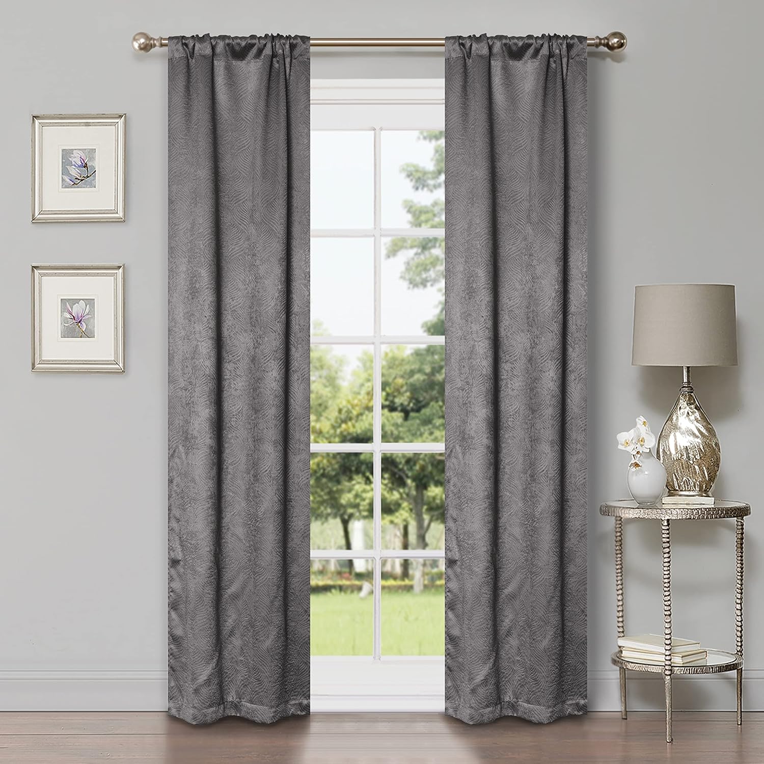 Superior Cortinas opacas, detalles de ventana para oscurecer la habitación, bloqueo solar, térmicas, modernas ondas geométricas con bolsillos para