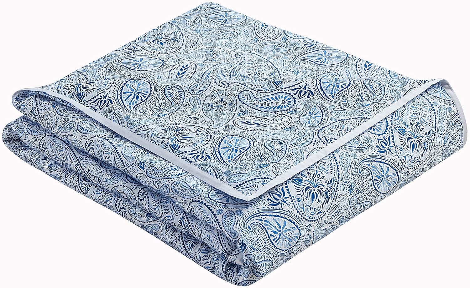 CASA BOLAJ DESIGNED TO DREAM Juego de funda de edredón con estampado retro de 2 piezas, estampado de cachemira, azul y blanco (cachemira, individual)