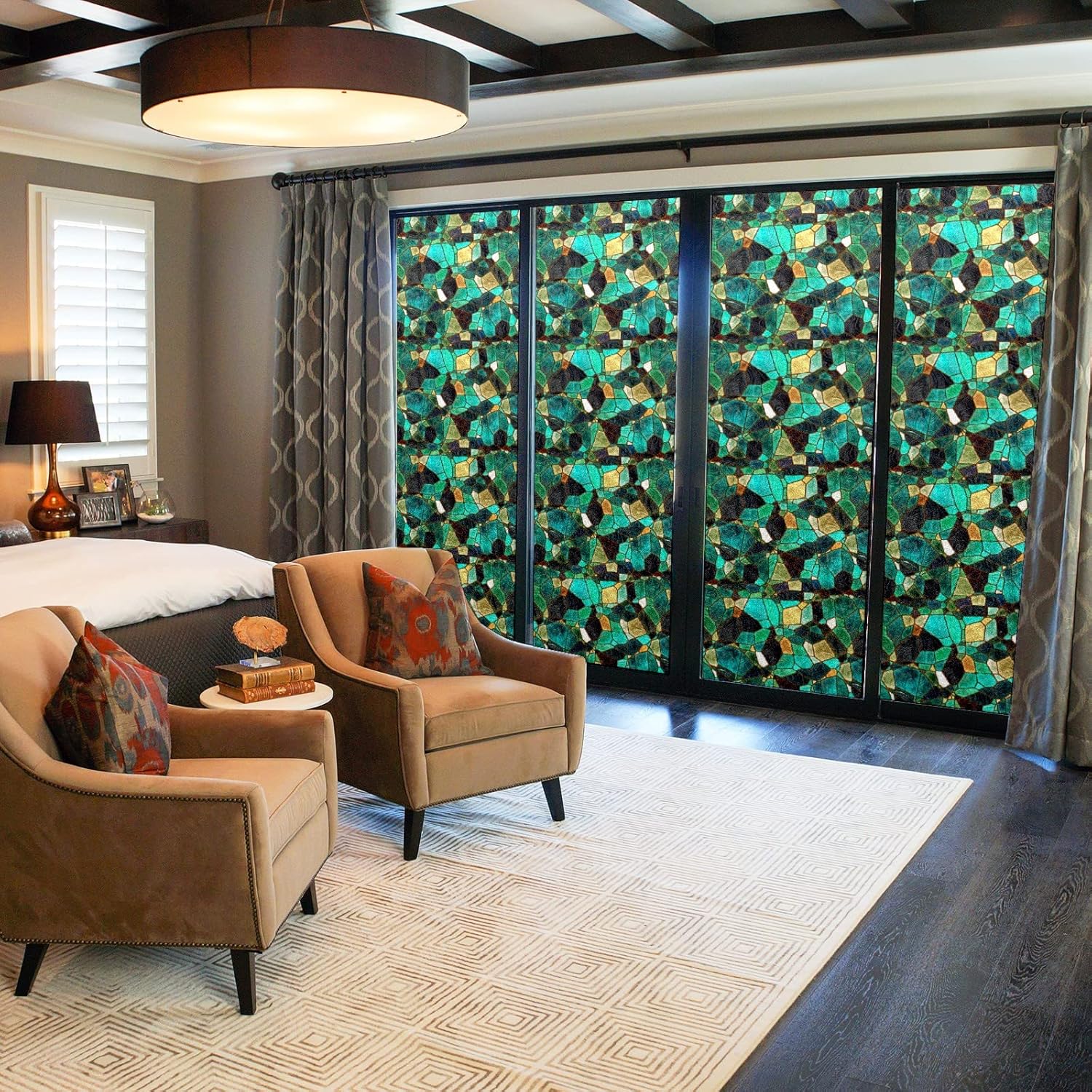 Película opaca de vidrio esmerilado de arco iris, película opaca para cortinas de cocina, película antideslumbrante, para la oficina en casa,