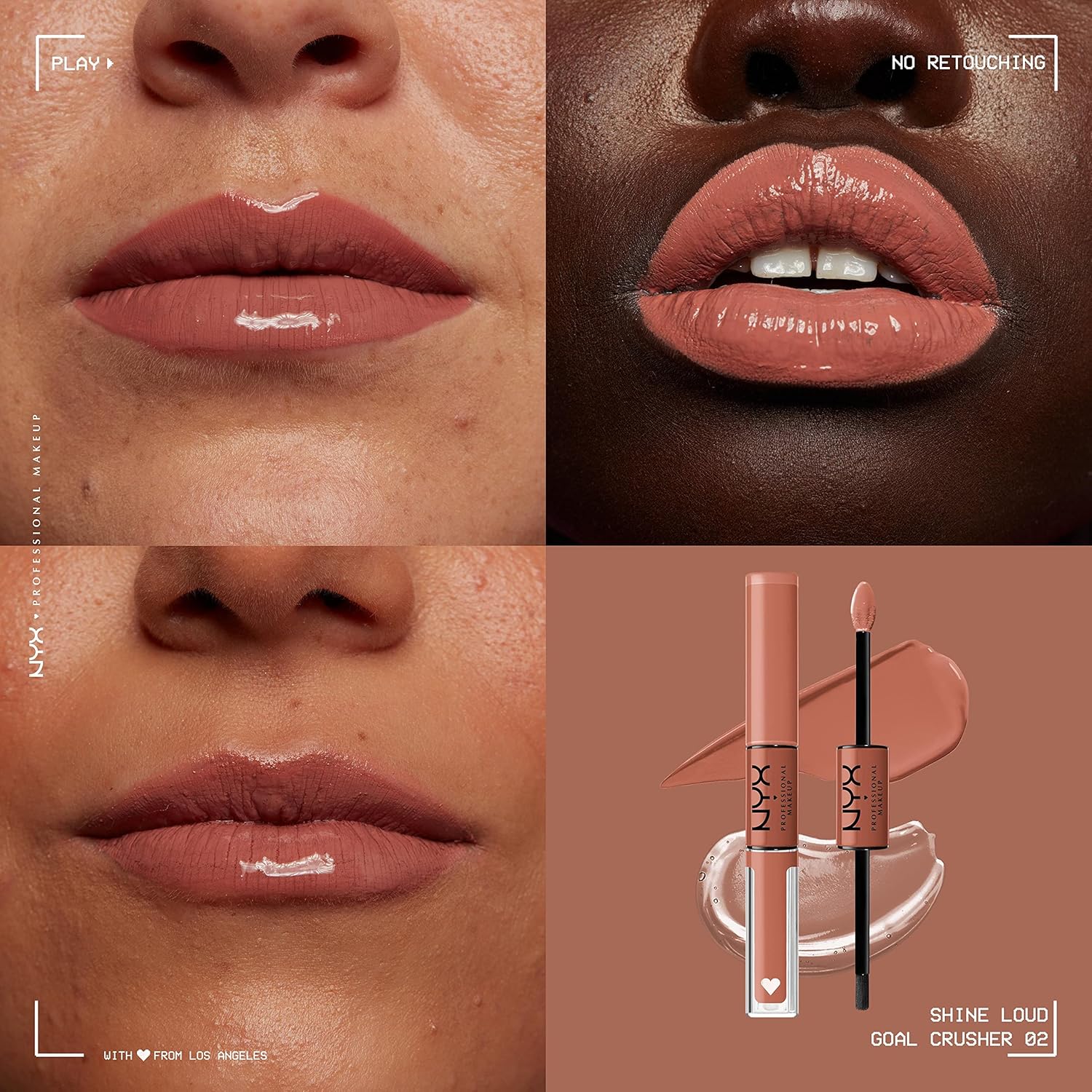 NYX PROFESSIONAL MAKEUP Shine Loud – Lápiz labial líquido vegano de alto brillo de larga duración, tono cumplir retos (Goal Crusher)