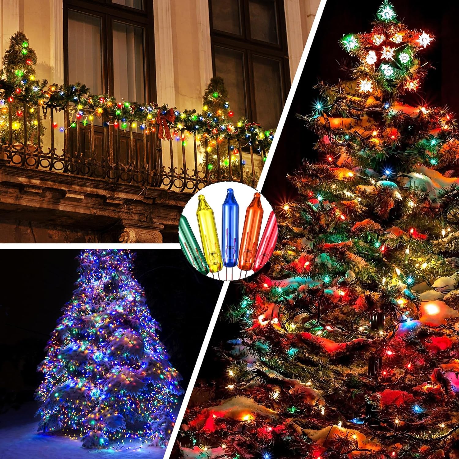 Roowest 1600 mini bombillas de repuesto de 2.5 voltios para árbol de Navidad, iluminación de temporada para decoración al aire libre, 0.17 amperios,