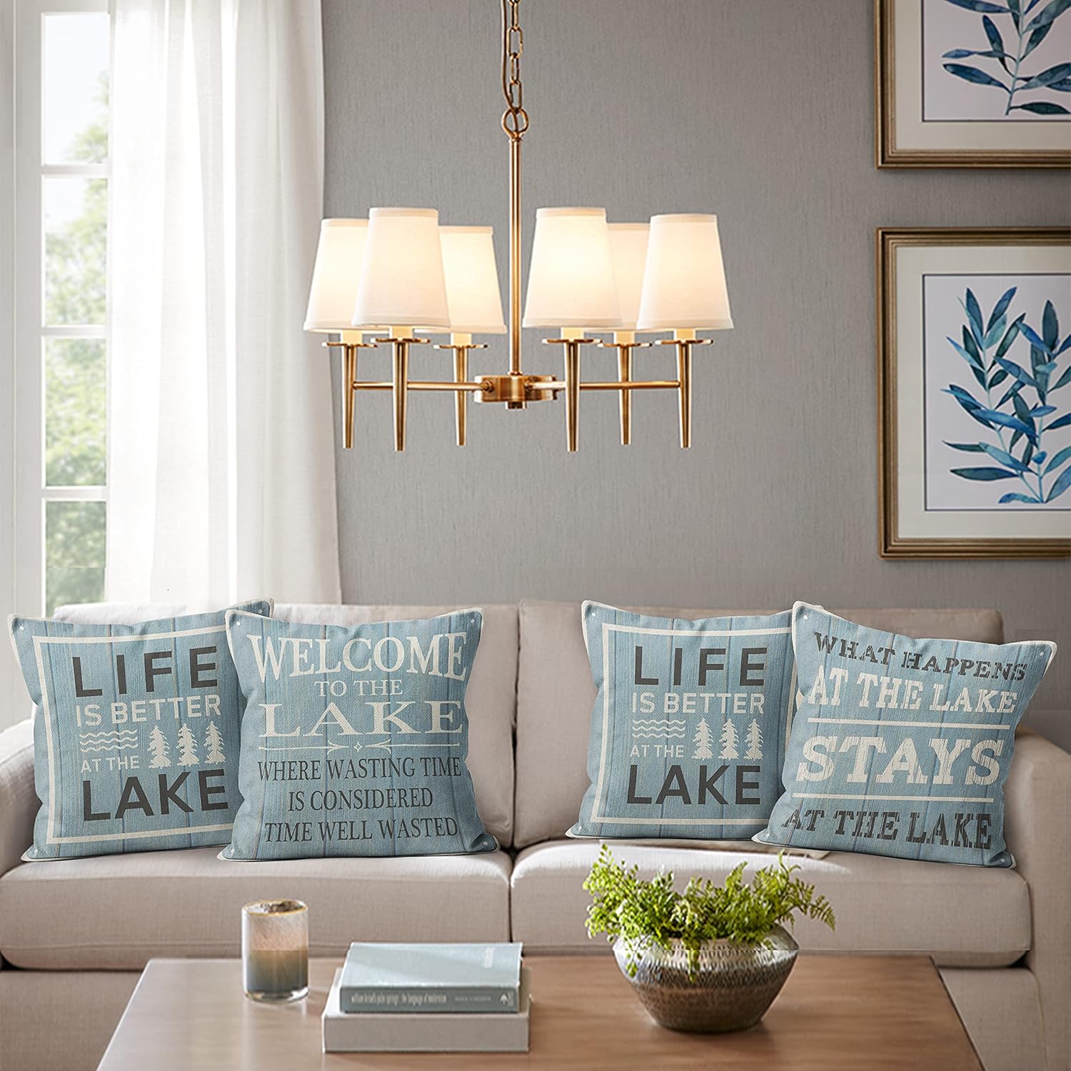 Memories Made at The Lake Last A Lifetime – Fundas de almohada, decoración de casa del lago, fundas de almohada para sofá cama, 18 x 18 pulgadas,