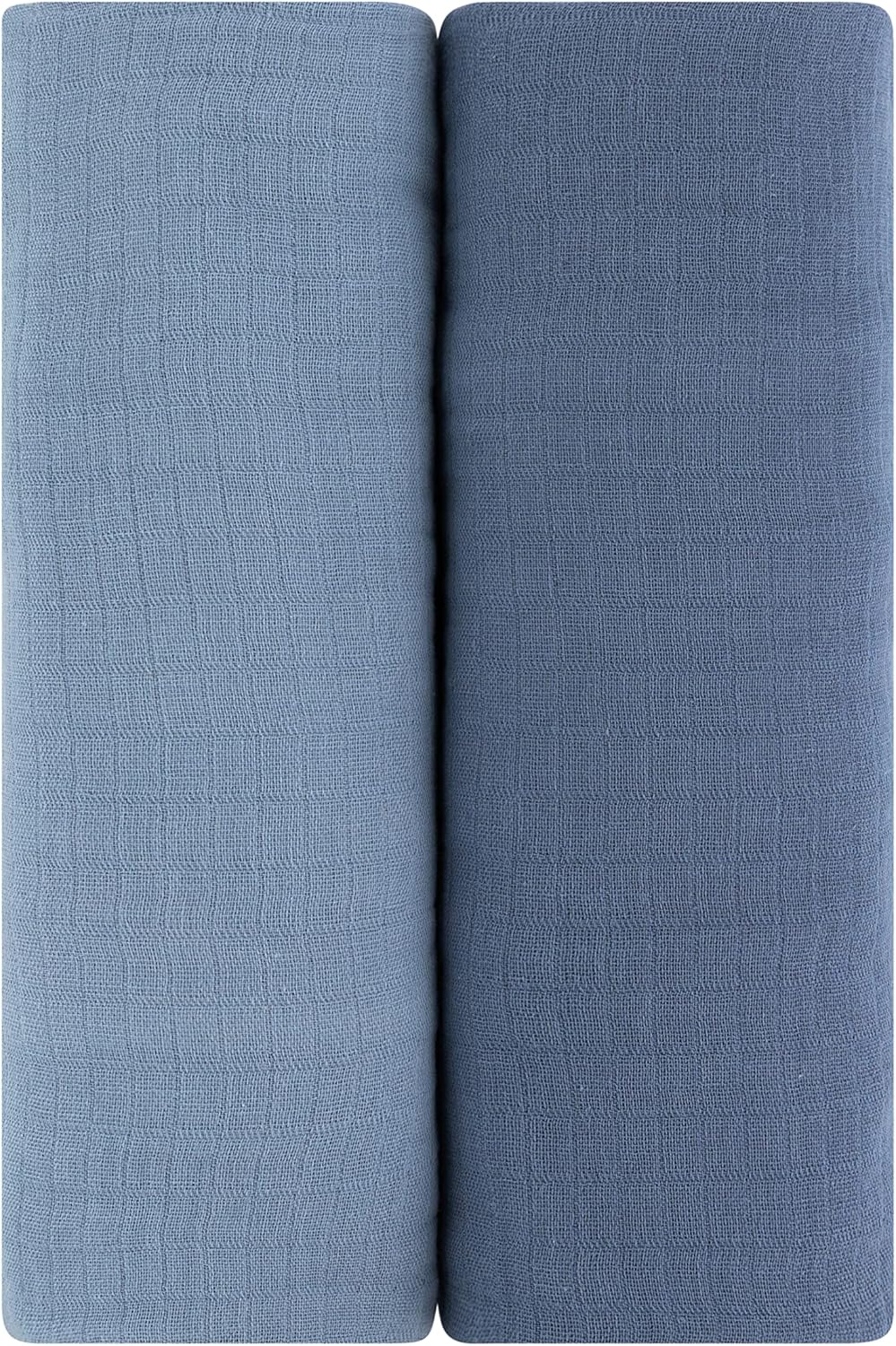 Ely’s & Co. Paquete de 2 mantas de muselina de algodón para bebé, 100% muselina de algodón, extra grandes (47 x 47 pulgadas), azul zafiro y azul