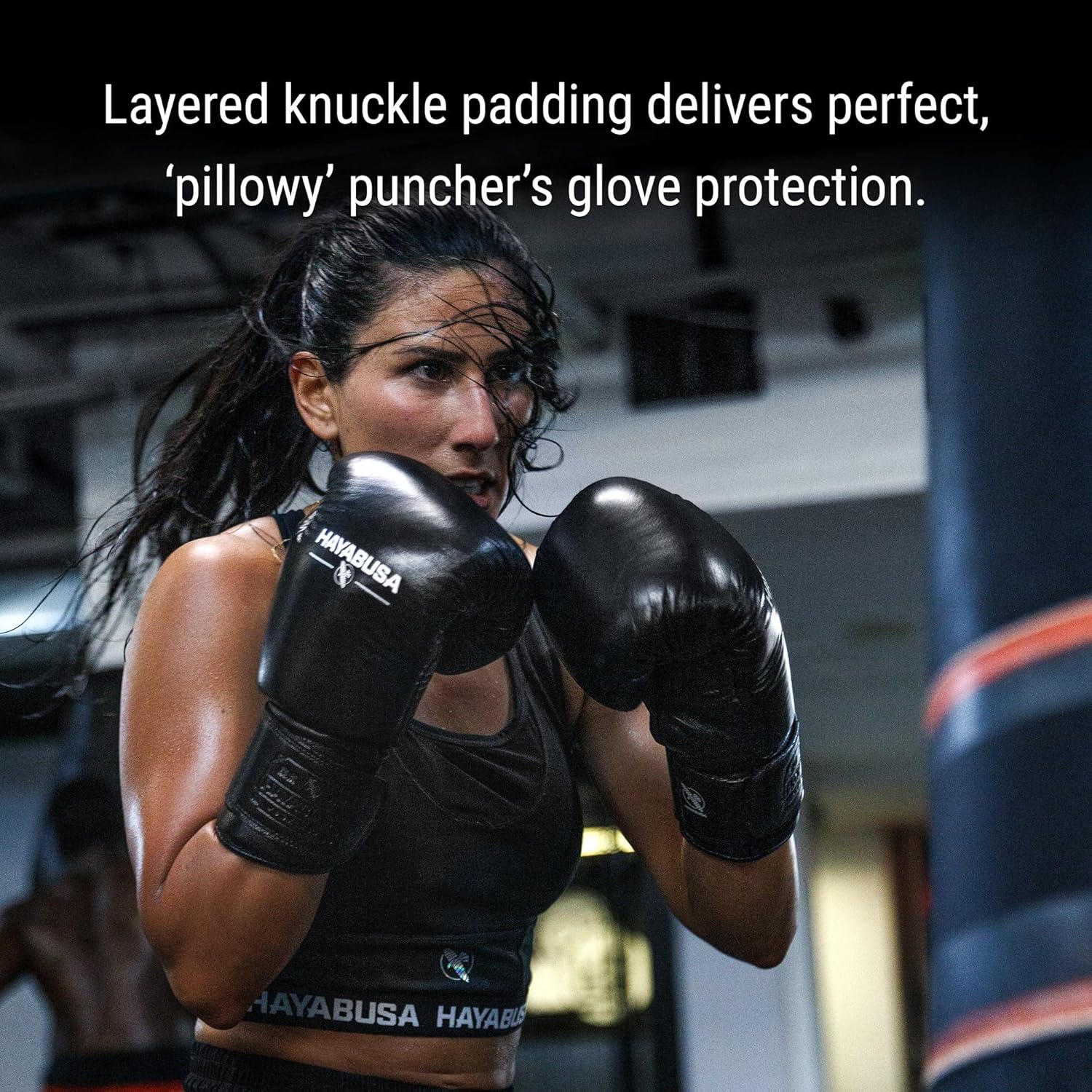 Hayabusa Guantes de boxeo profesionales de cuero con velcro para hombres y mujeres