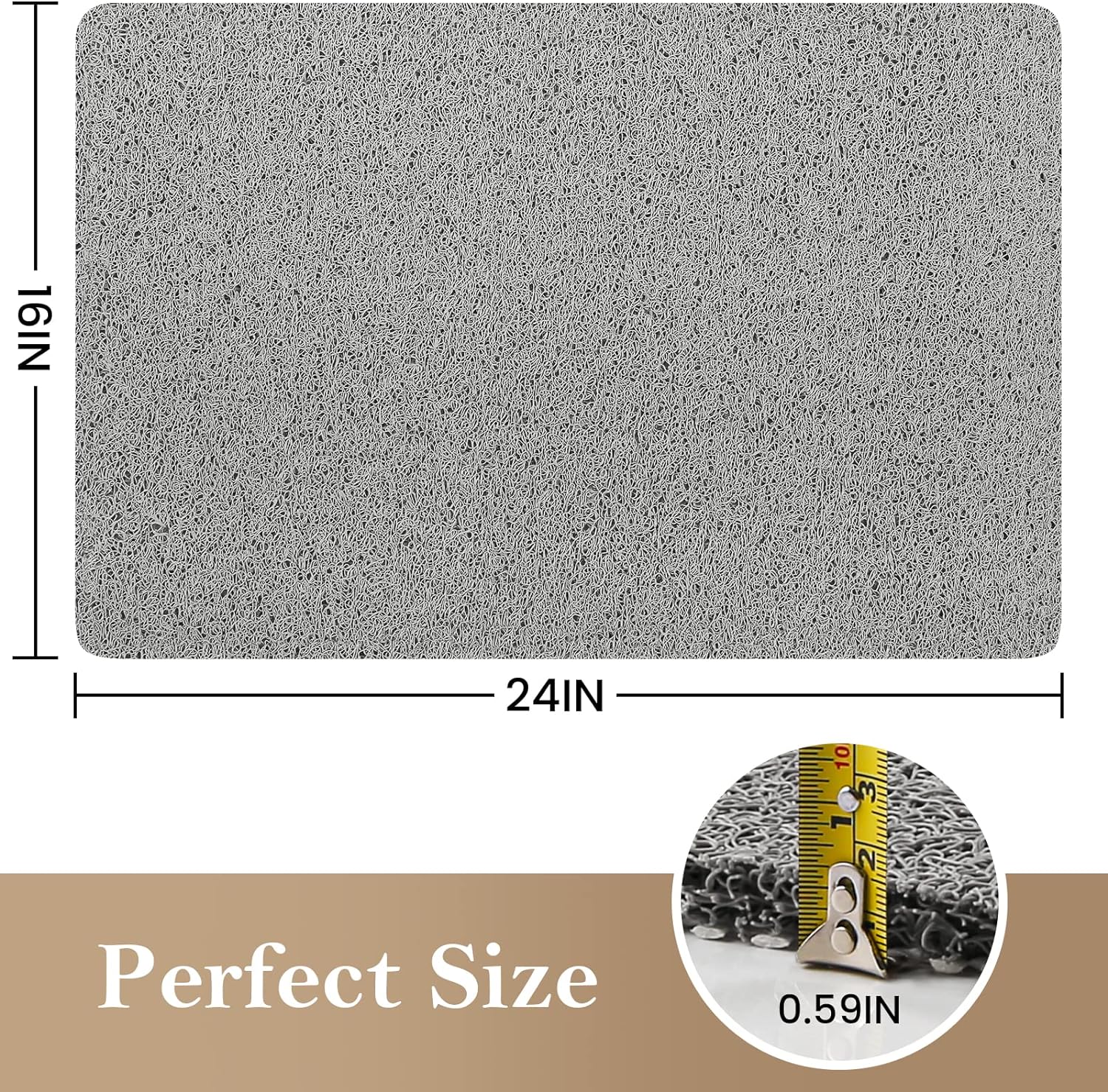 Tapete de ducha antideslizante, 24 x 16 pulgadas, tapete suave con drenaje, tapete de baño de lufa de PVC (sin ftalatos) para bañera y baño, secado