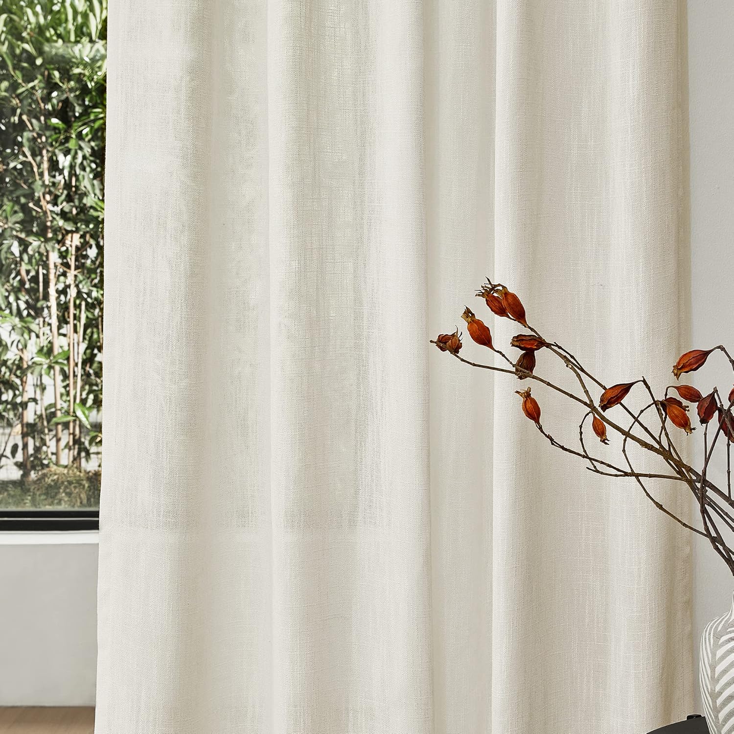 MYSKY HOME Cortinas de 63 pulgadas de largo, 2 paneles, cortinas bohemias traslúcidas suaves para dormitorio, cocina, estilo granja, cortinas