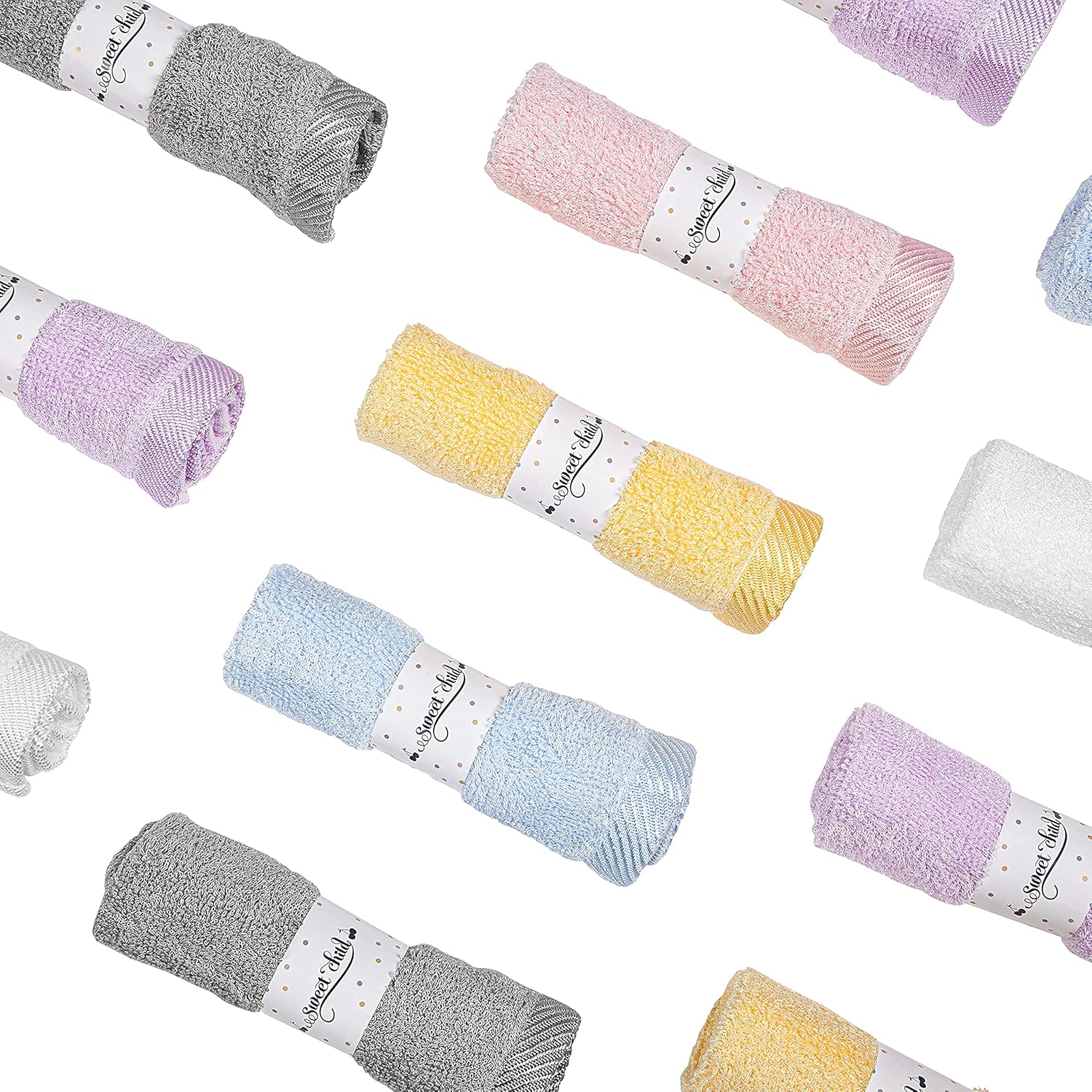 8-Pack Baby Washcloths -Super Soft Rayon Washcloth, Baby Wash Cloths for Newborn,Infants and Kids, Bath Baby Towels, Body and Face Towel, Face
