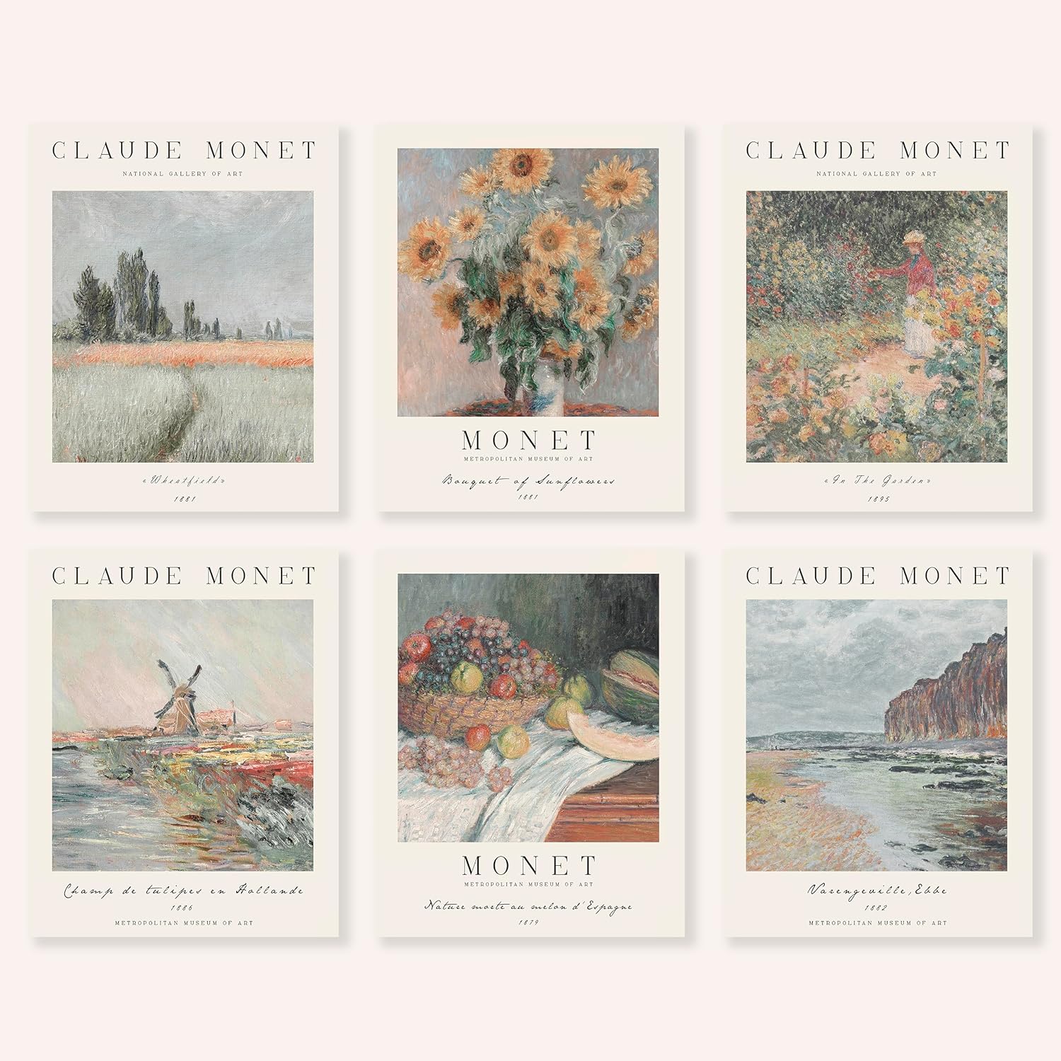 Claude Monet Paintings, Set of 6 Monet Posters, Exhibition Wall art, Retro Prints, Monet Print, Nature Prints, Wall Decor (11″ x 14″ x 6 Posters