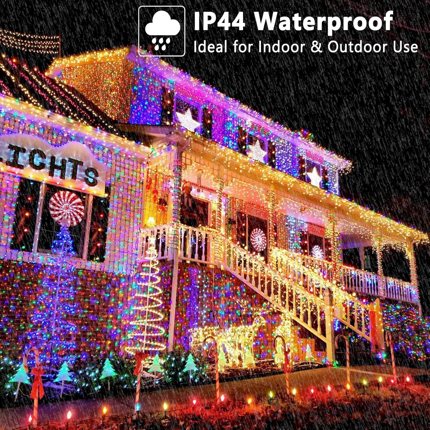 BrizLabs – Luces de Navidad, tono blanco cálido y multicolor, 180 pies, 500 LED que cambian de color, 11 modos de iluminación, control remoto,