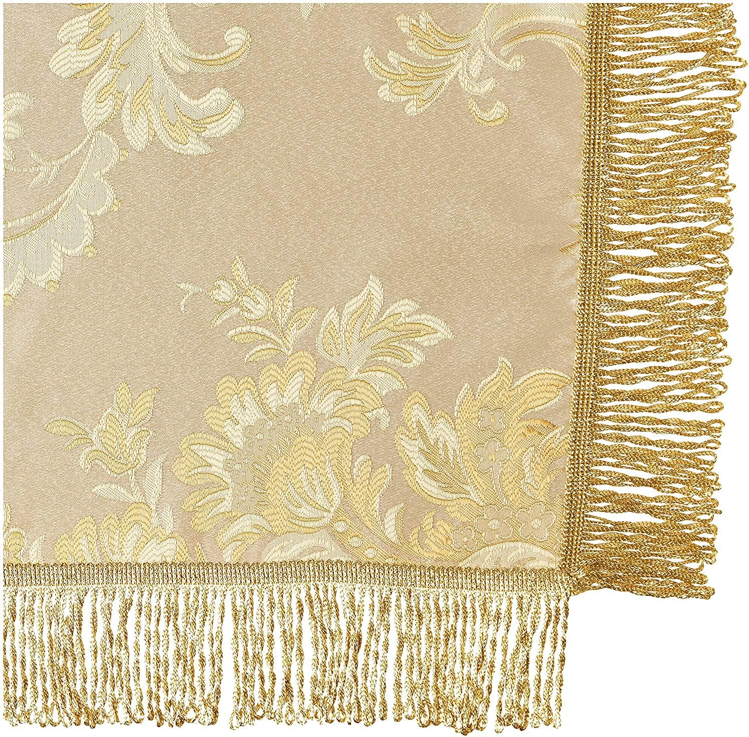 Violet Linen Majestic Damask – Mantel con diseño de damasco, color beige, 54 x 72 pulgadas, rectangular
