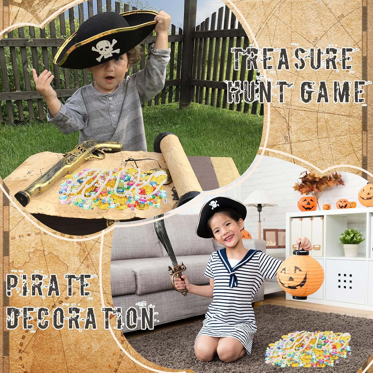 Juego de 319 monedas falsas de oro pirata, tesoro pirata, gemas y joyas piratas de plástico, decoración de fiesta pirata, tesoro para aventuras