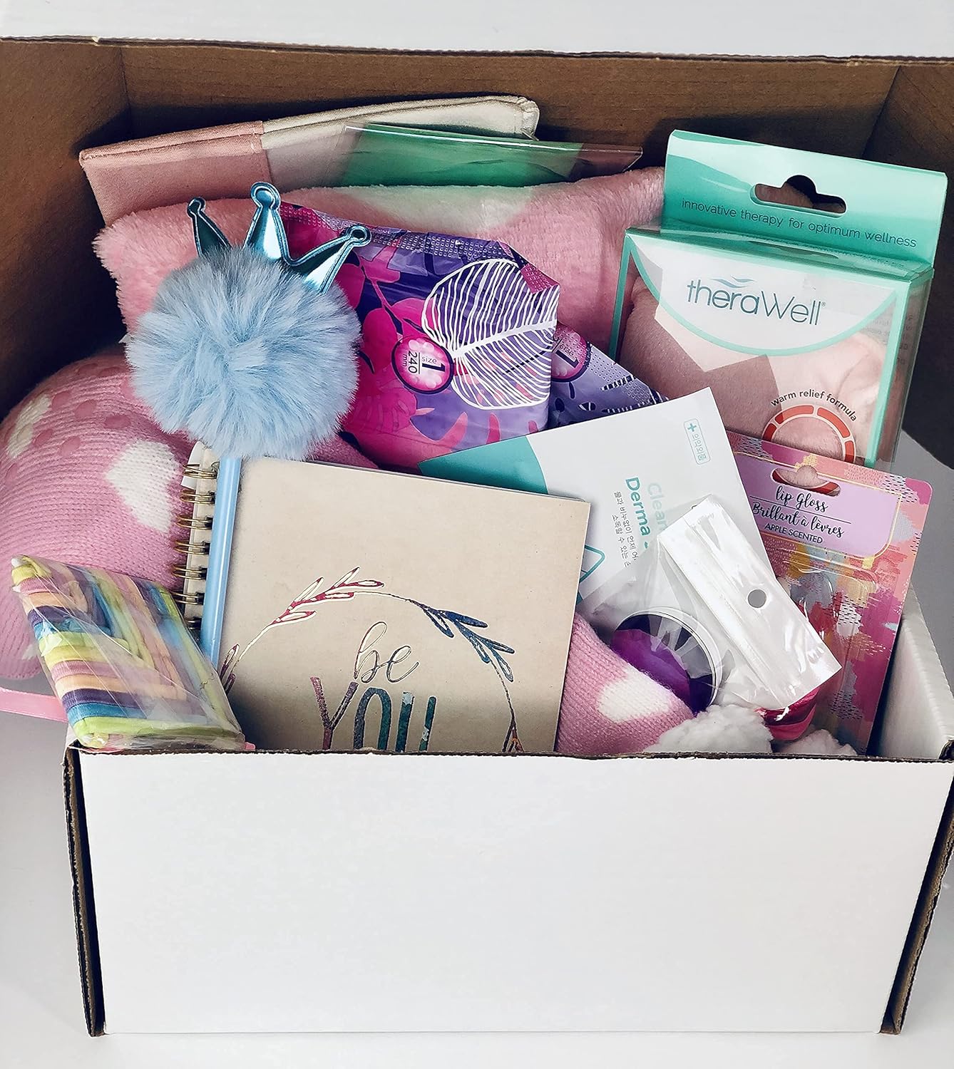 KUMEES – Kit cómodo para el período preadolescente para adolescentes y adolescentes con bolsa para llevar, manta calmanta, calambres y fríos,