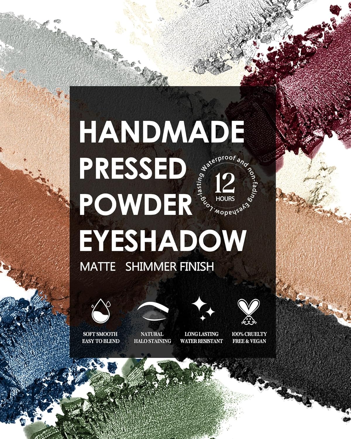 Sombra de ojos blanca individual hecha a mano Sahdow paleta de maquillaje para Halloween, alta pigmentación y larga duración, sombra de ojos blanca