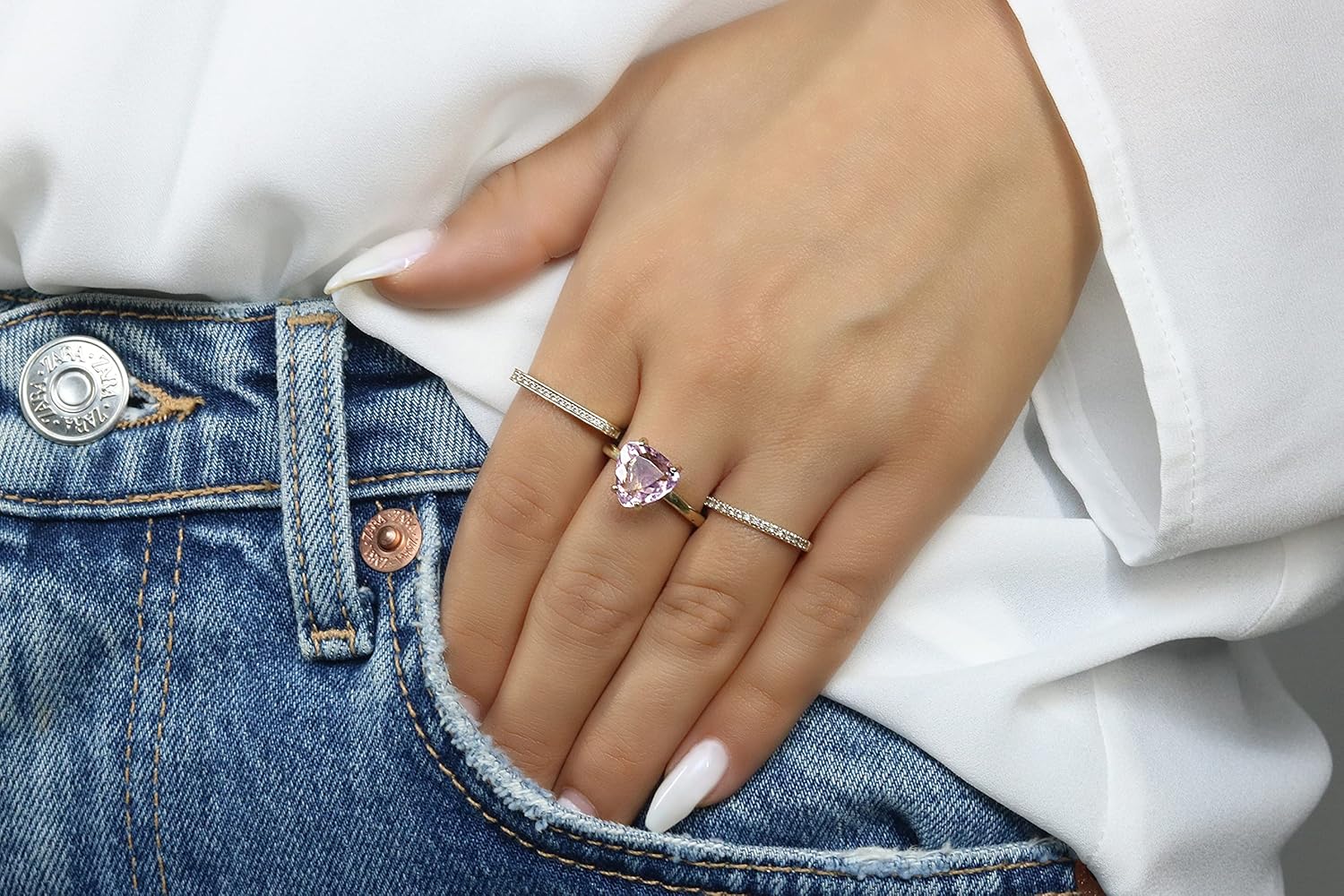 Alluring Rose Quartz Ring in 14k Gold – Pink Rings for Women for Anniversaries, Prom, Special Events – Adorable May Birthstone Ring – Handmade