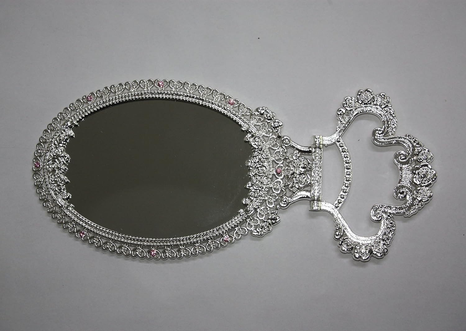 SEHAMANO – Espejo de mesa de maquillaje con diseño de rosas y corazones pequeños, estilo vintage, con diseño de rosas y corazones pequeños, espejo