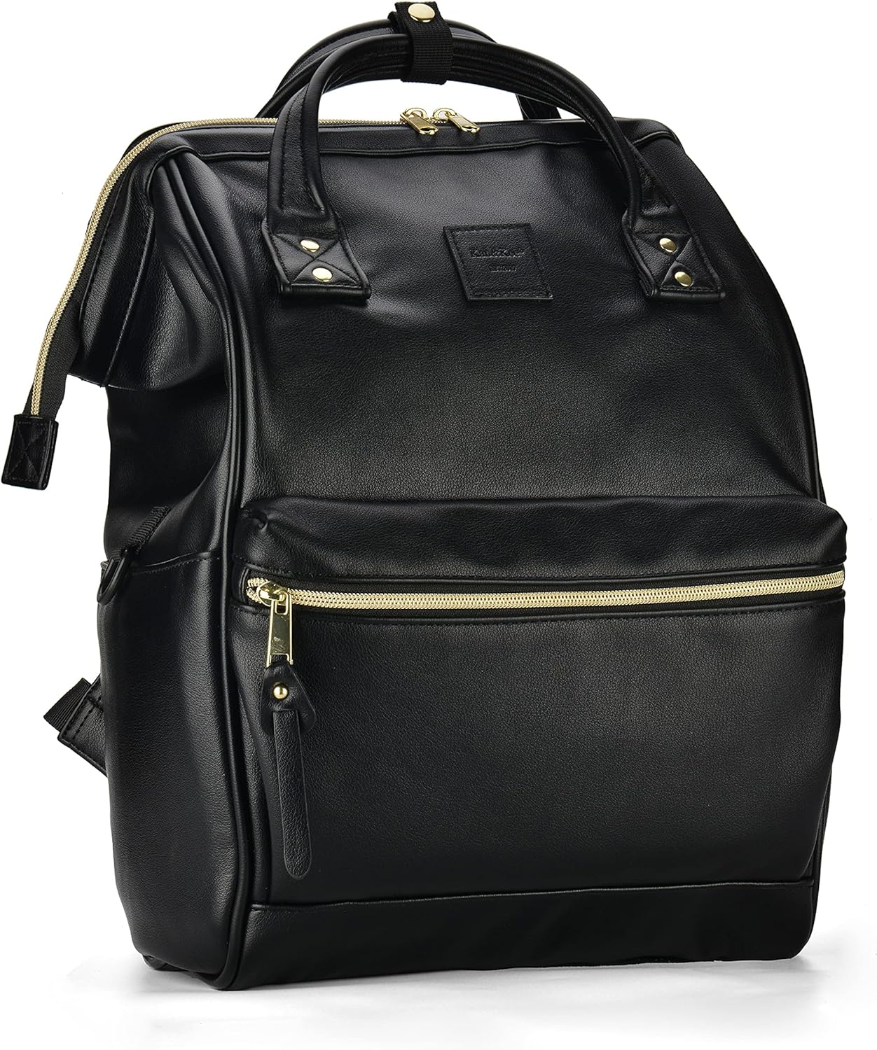 Kah&Kee – Mochila de cuero para pañales, portátil, viaje, doctor, profesor, para mujeres y hombres, Negro II, L
