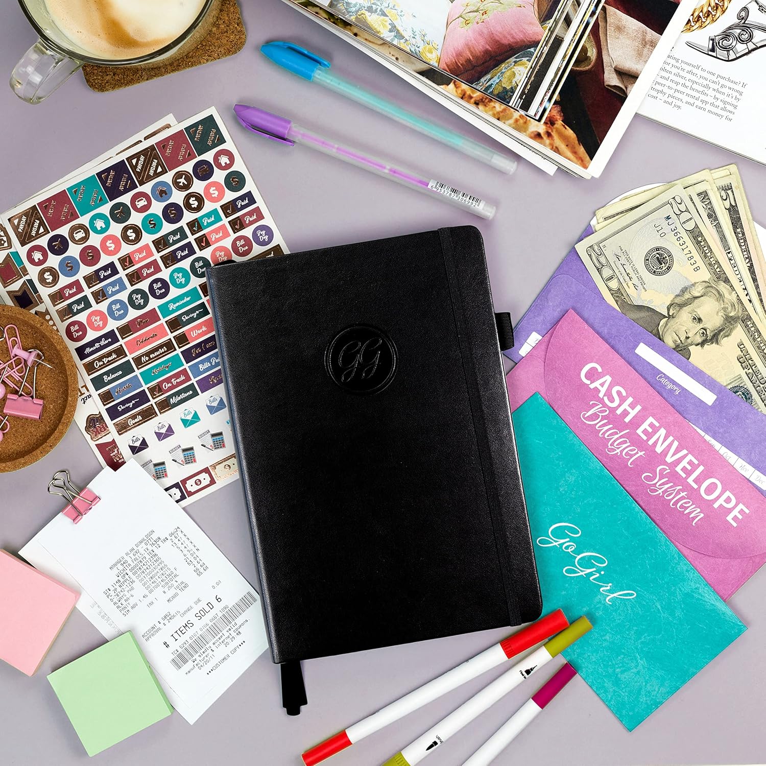 Libro de presupuesto de GoGirl  Colorido organizador mensual financiero. Planificador de presupuesto y rastreador de gastos para alcanzar objetivos