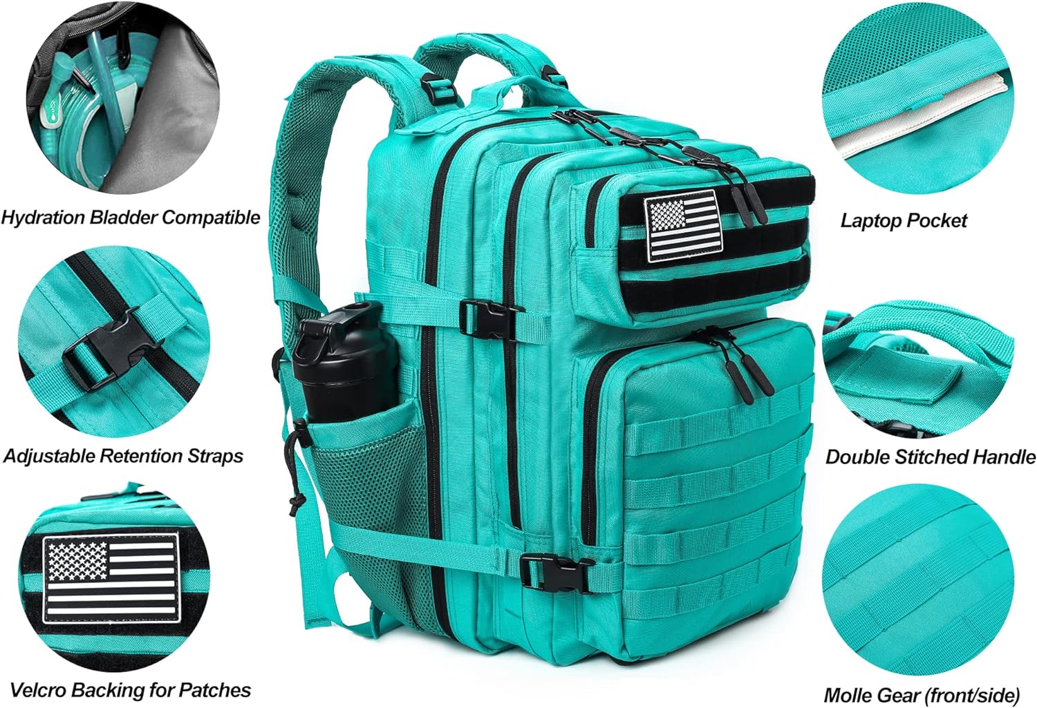 LHI Mochila táctica militar para hombres y mujeres, 45L, 3 días, paquete de asalto, mochila grande con sistema Molle