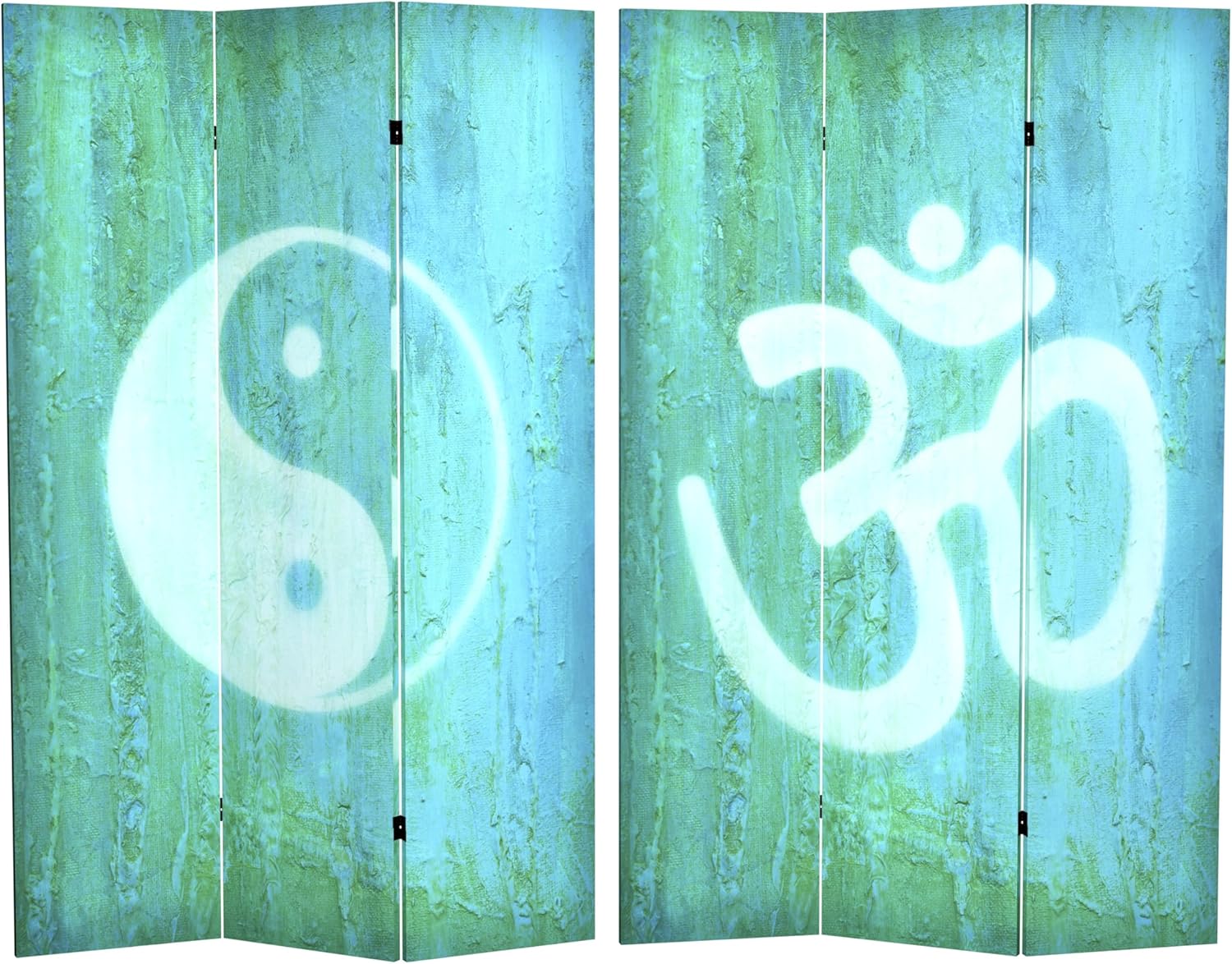 Oriental Furniture – Divisor de habitación de lona Yin YangOm de doble cara de 6 pies de alto
