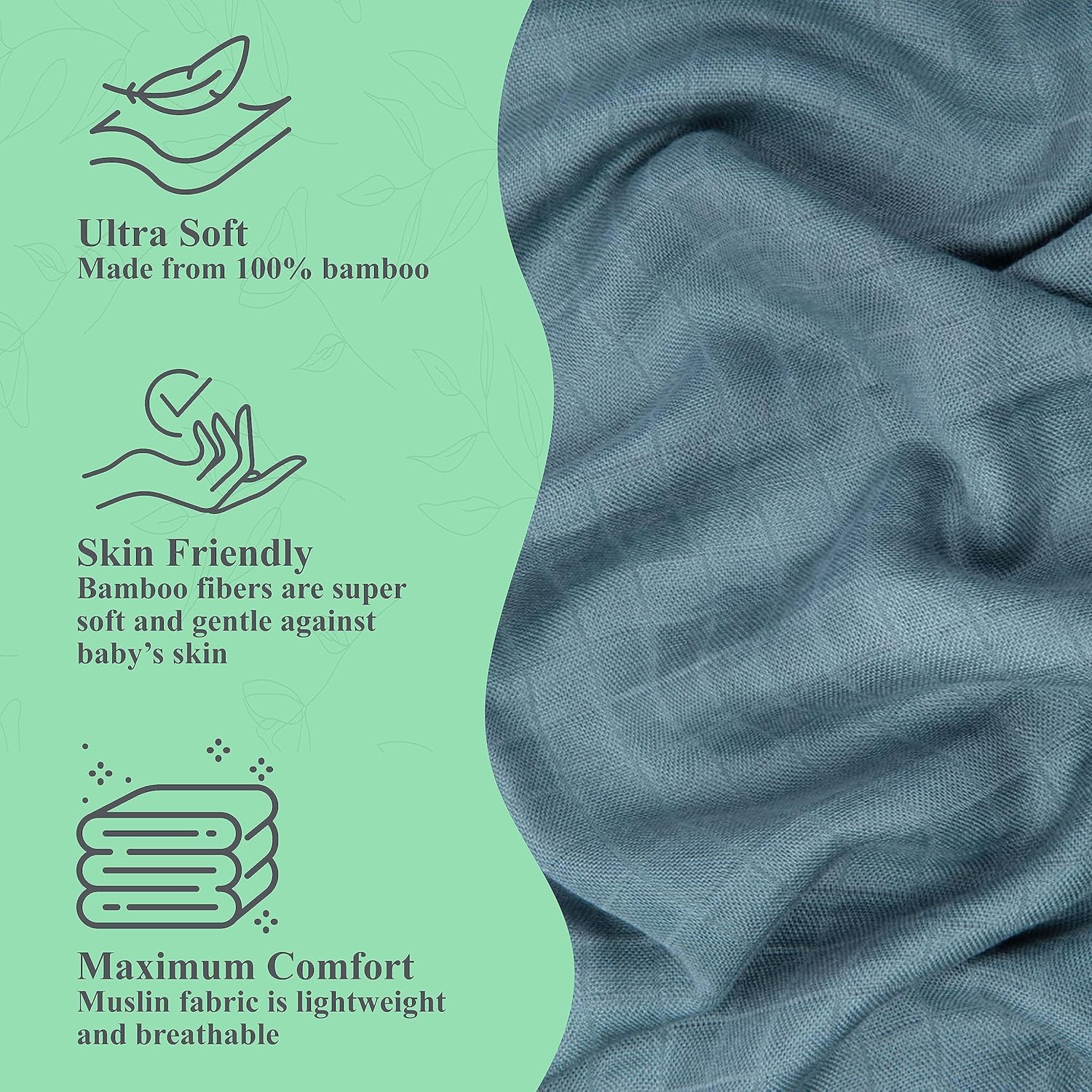 Ninni Co. Manta para bebé, manta de muselina de bambú 100% viscosa, unisex, mantas suaves para niños y niñas, transpirable y agradable a la piel,