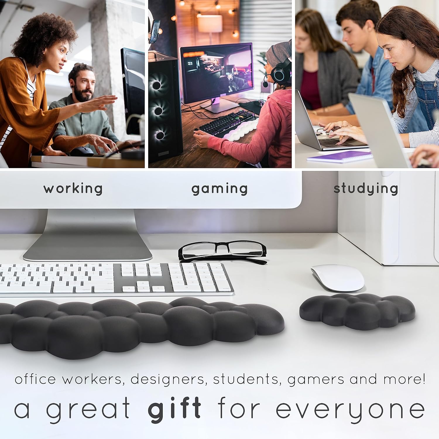 Qloud – Reposamuñecas para teclado de computadora, reposamuñecas para teclado de computadora, almohadilla de muñeca para teclado, espuma